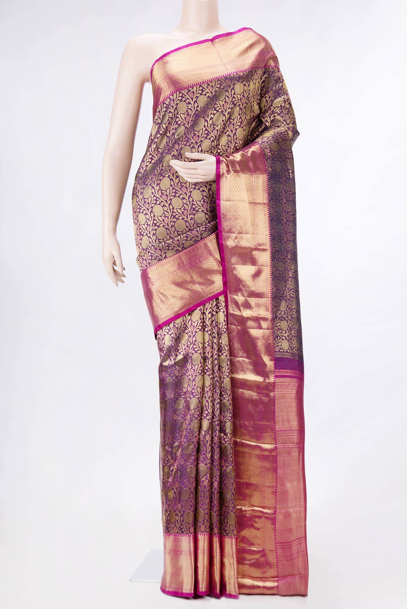 Violet Dual Tone Kanchipuram Silk Saree