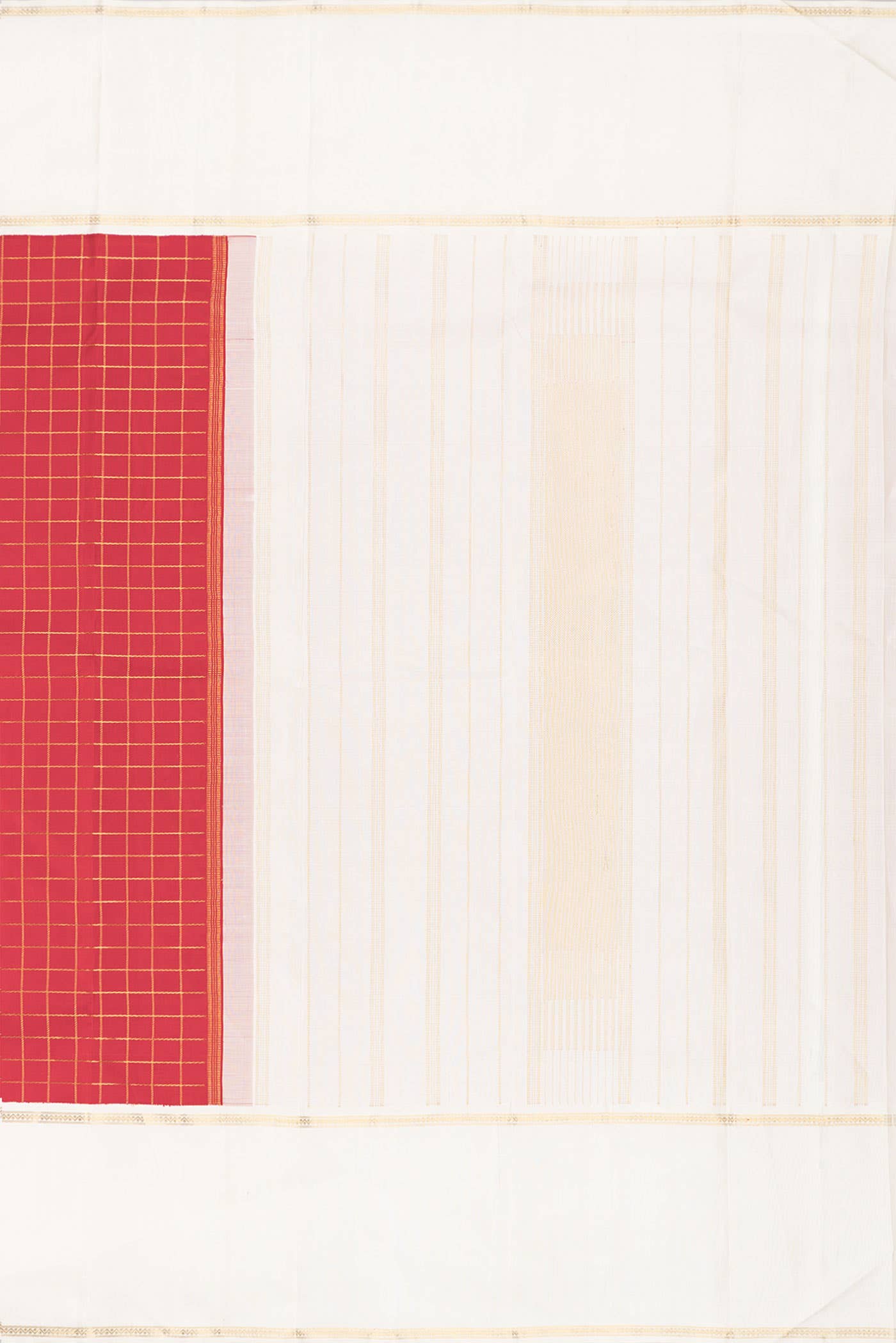 Pure Silk Pure Zari Red Dual Tone Kanchipuram Saree