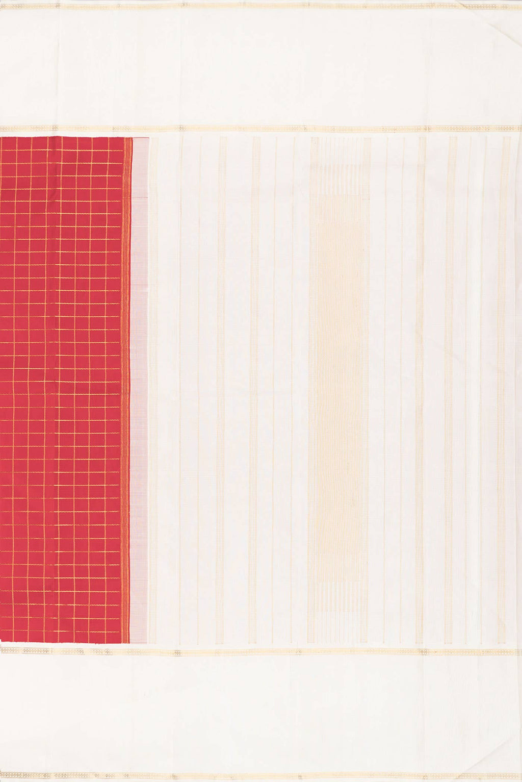 Pure Silk Pure Zari Red Dual Tone Kanchipuram Saree