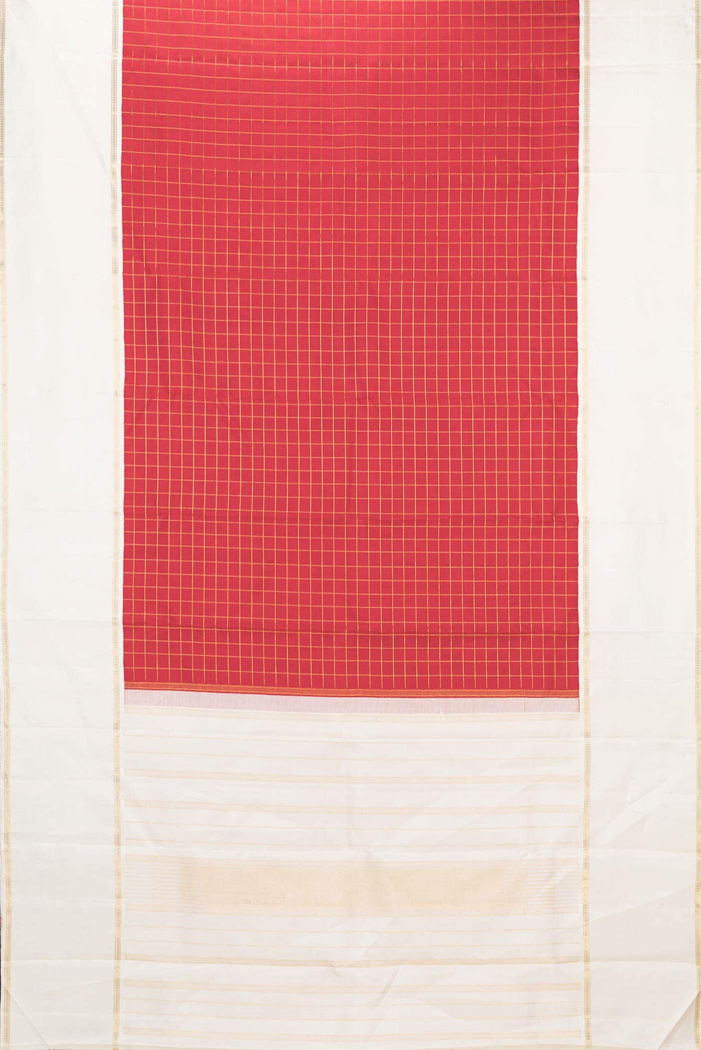 Pure Silk Pure Zari Red Dual Tone Kanchipuram Saree