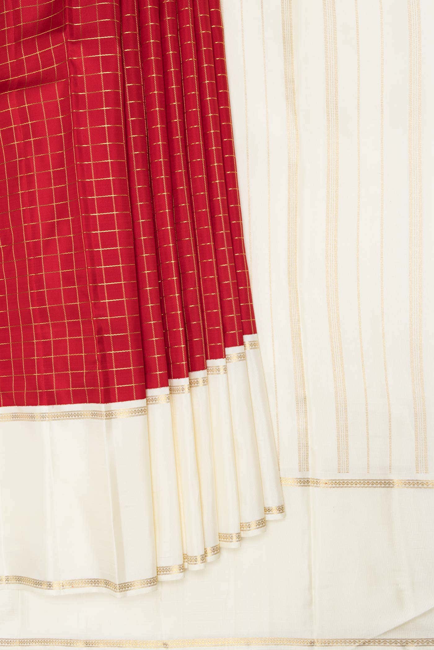 Pure Silk Pure Zari Red Dual Tone Kanchipuram Saree