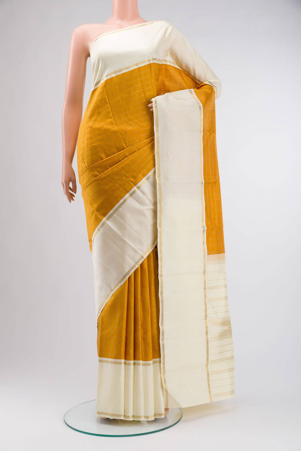 Pure Silk Pure Zari Mustard Kanchipuram Saree