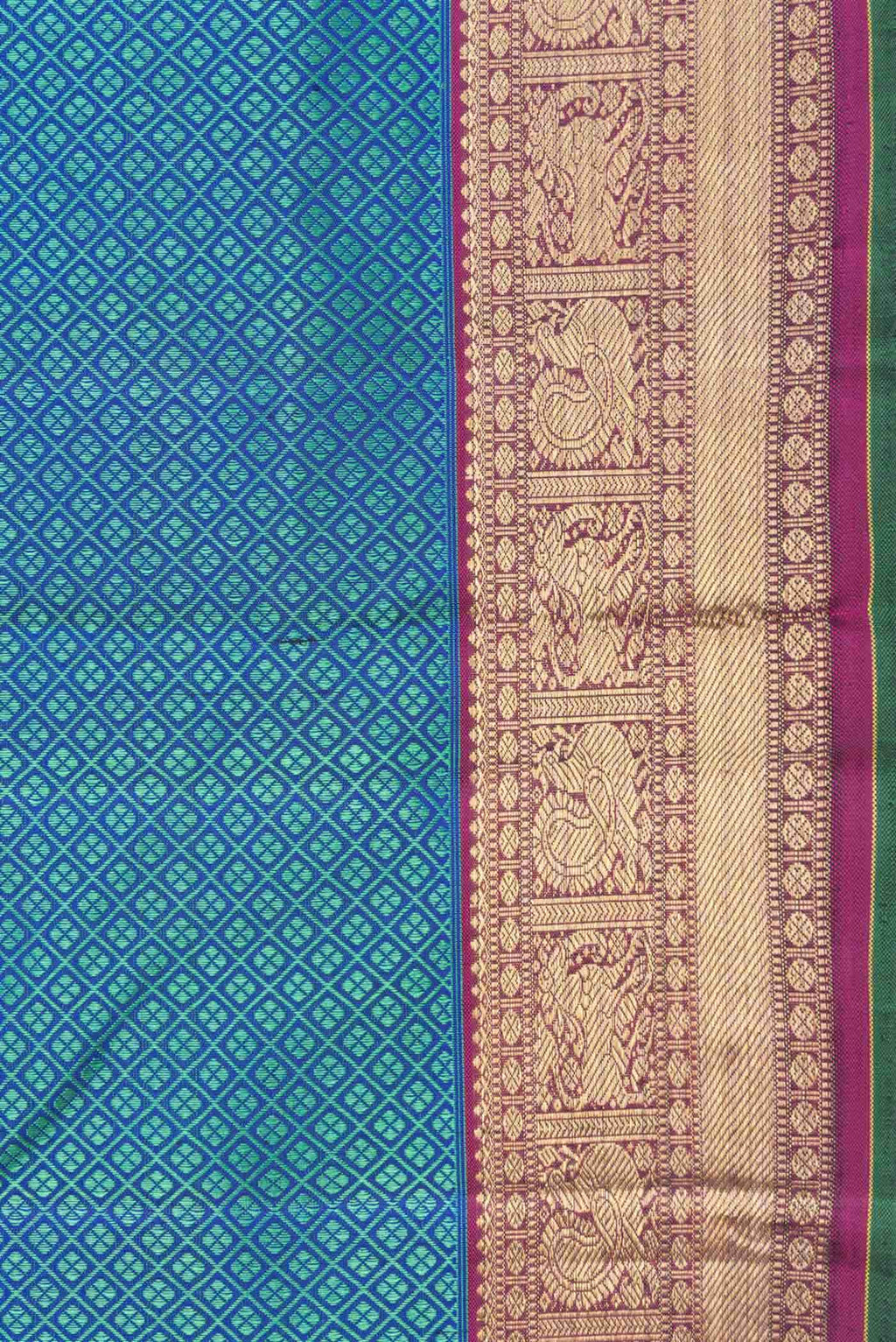 Peacock Blue Dual Tone Kanchipuram Silk Saree