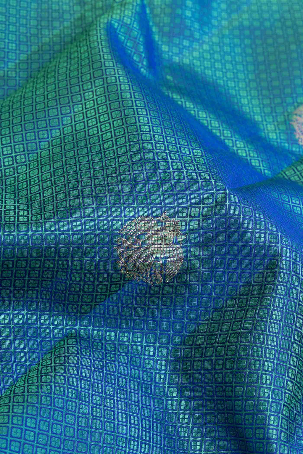 Peacock Blue Dual Tone Kanchipuram Silk Saree