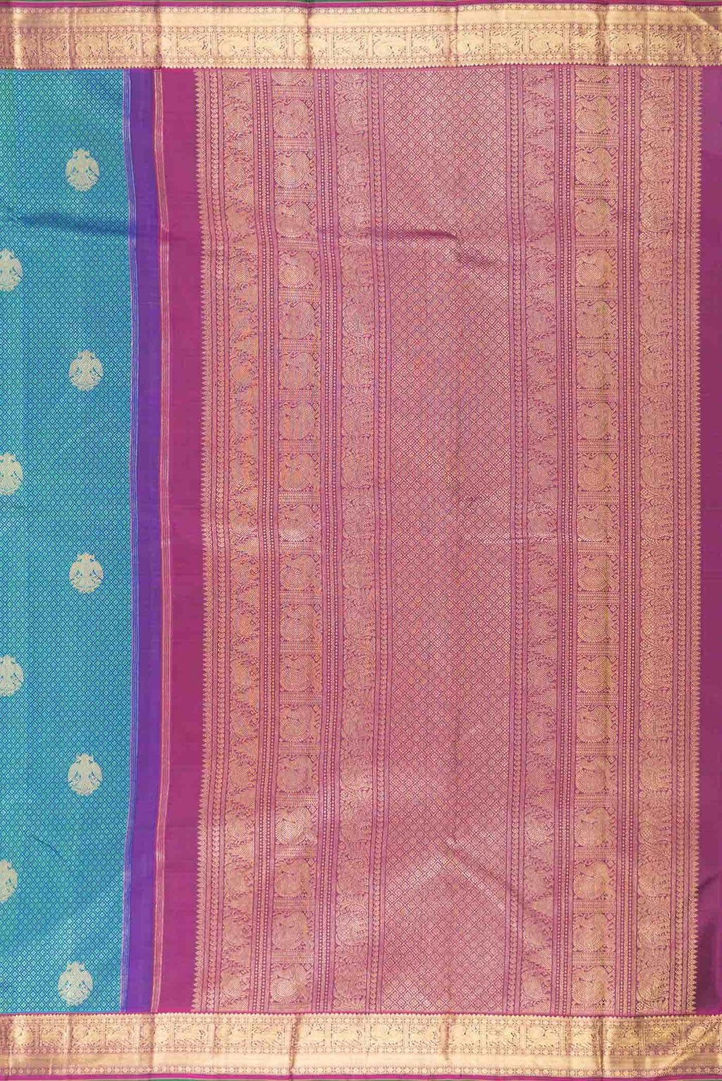 Peacock Blue Dual Tone Kanchipuram Silk Saree