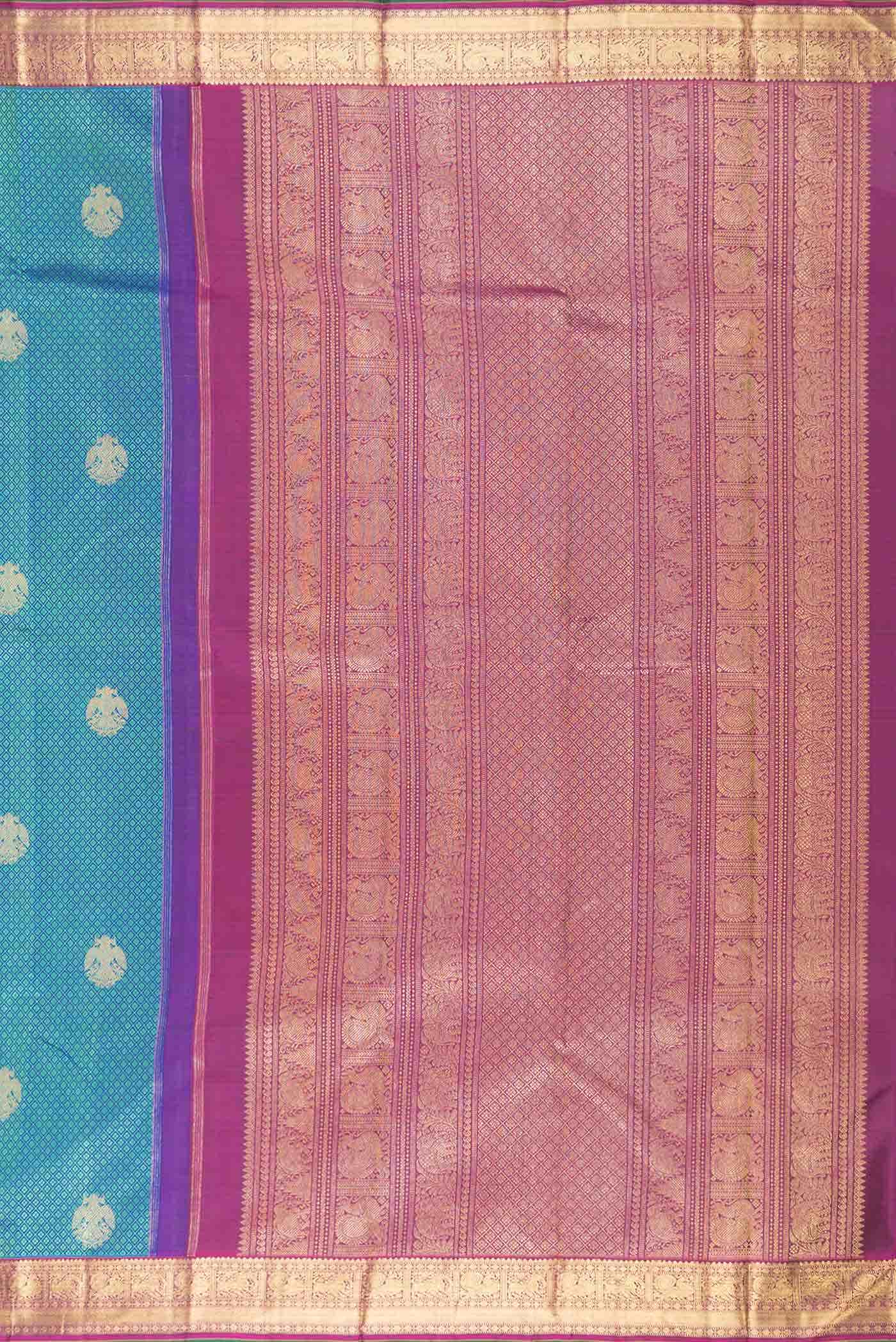 Peacock Blue Dual Tone Kanchipuram Silk Saree