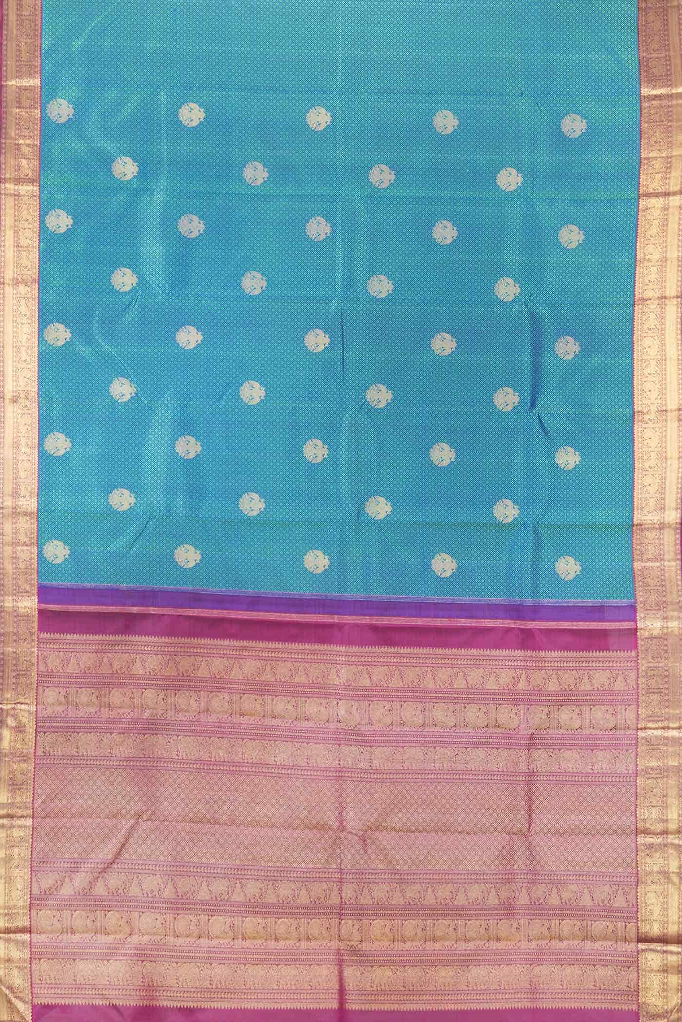 Peacock Blue Dual Tone Kanchipuram Silk Saree