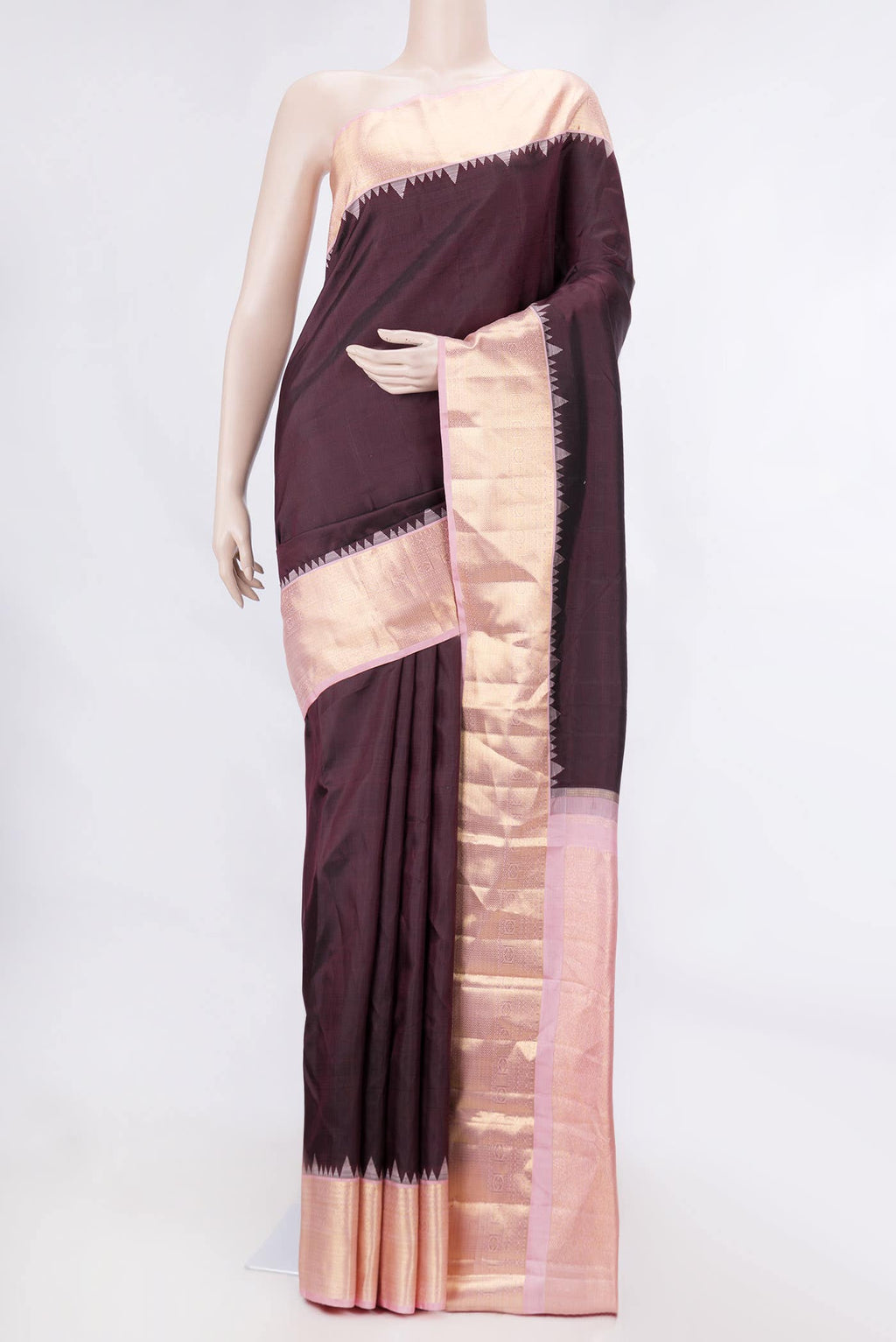Burgundy Dual Tone Kanchipuram Silk Saree