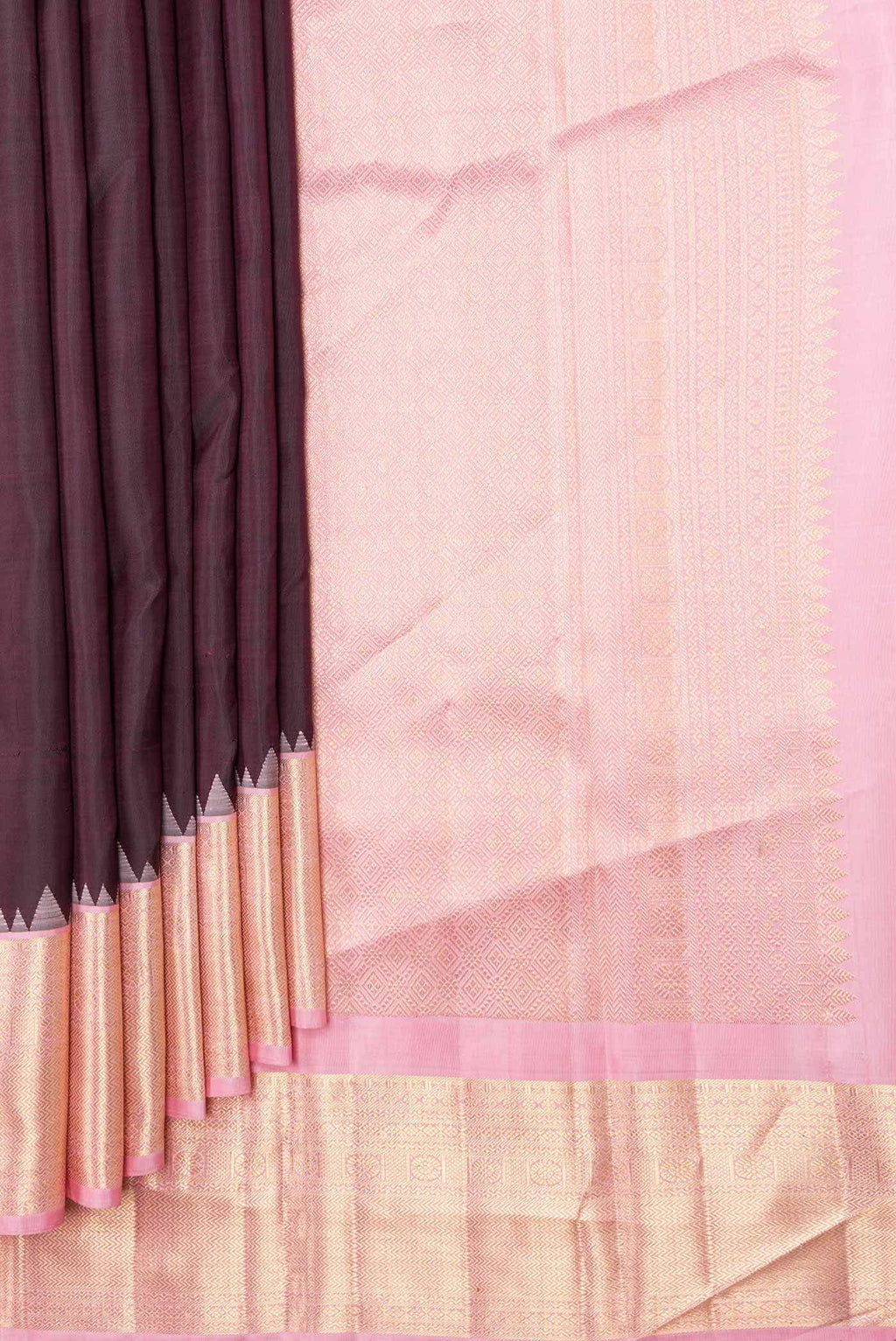 Burgundy Dual Tone Kanchipuram Silk Saree