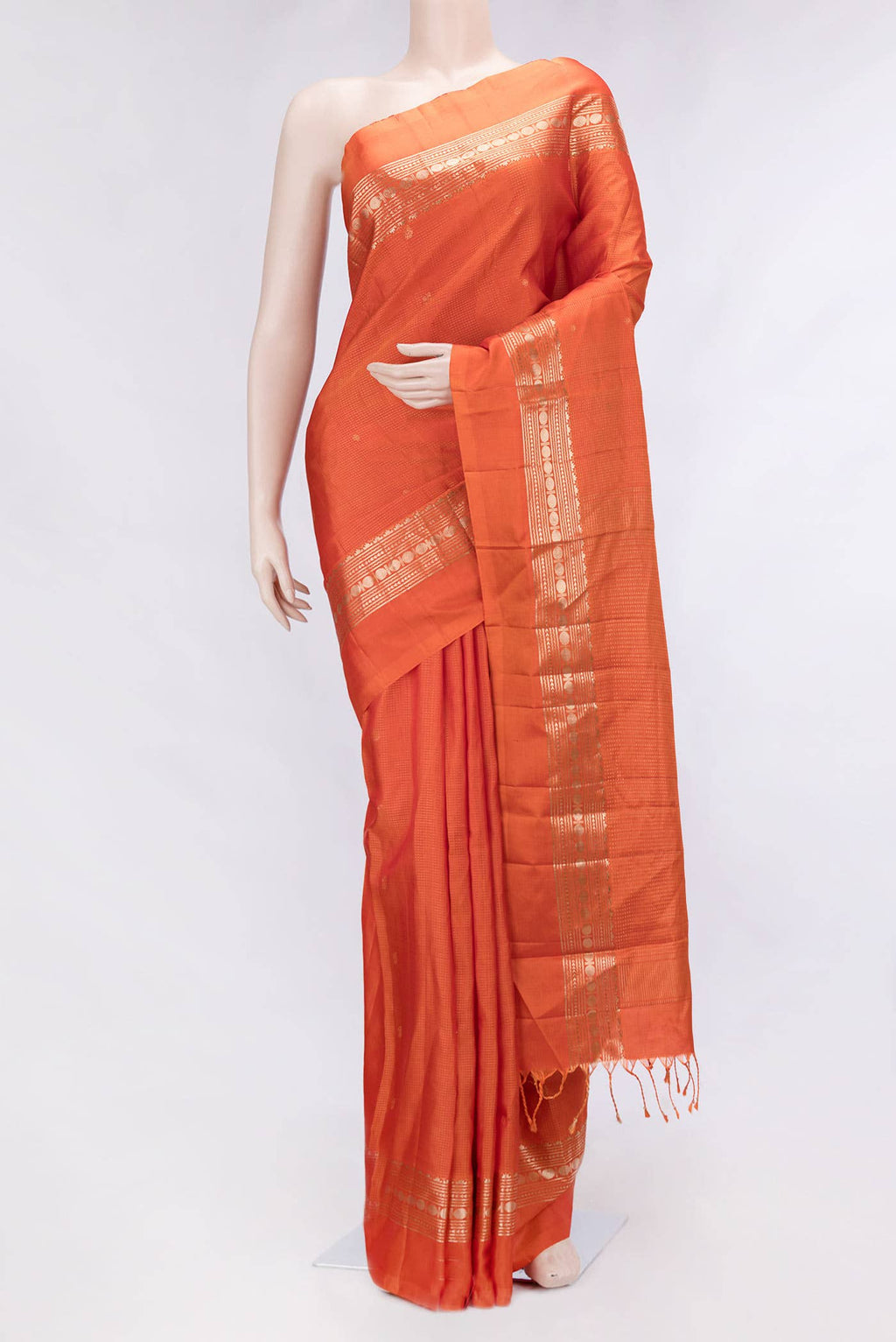 Orange Dual Tone Soft Silk Saree
