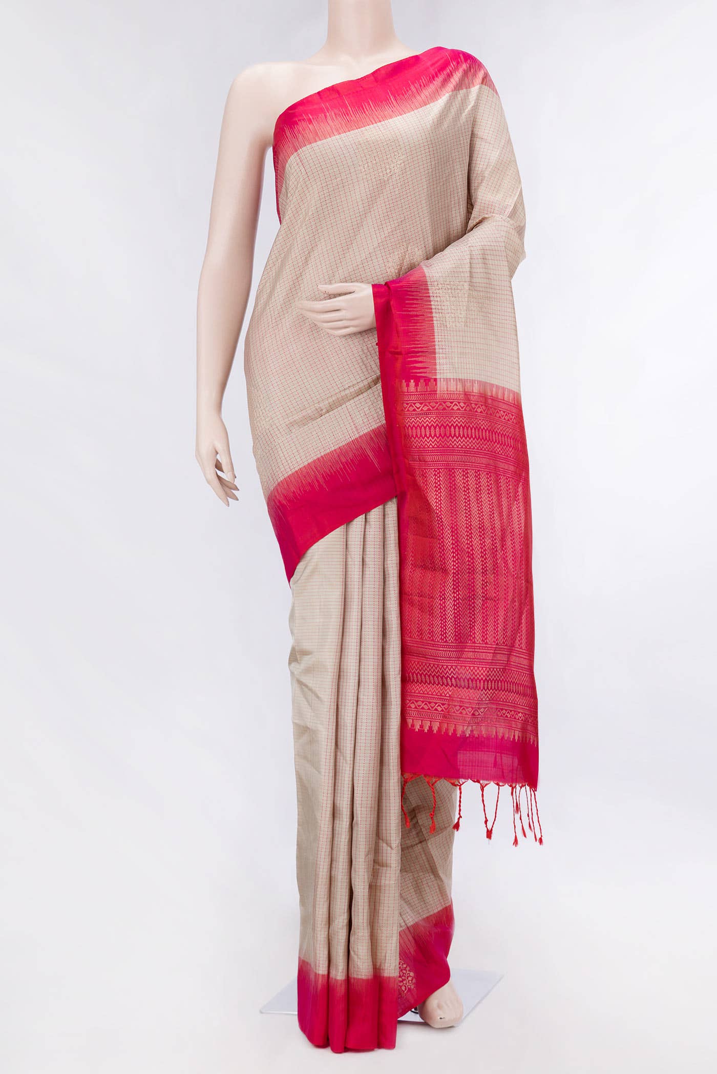 Beige Dual Tone Soft Silk Saree