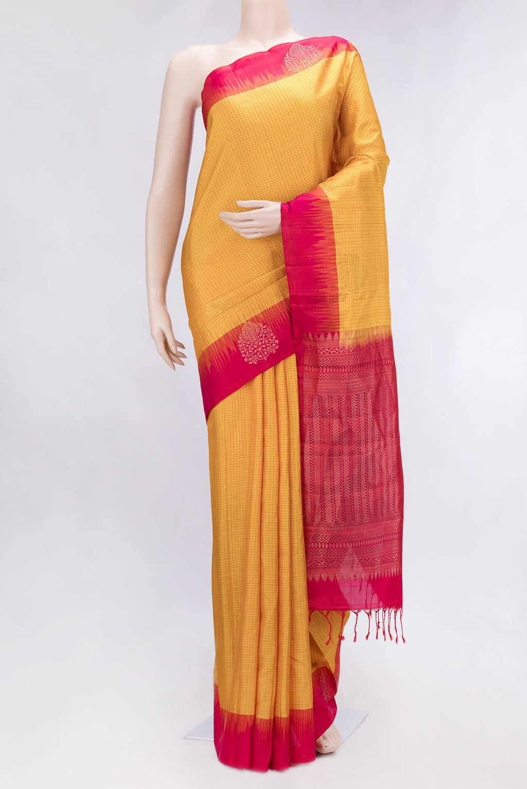 Mustard Dual Tone Soft Silk Saree