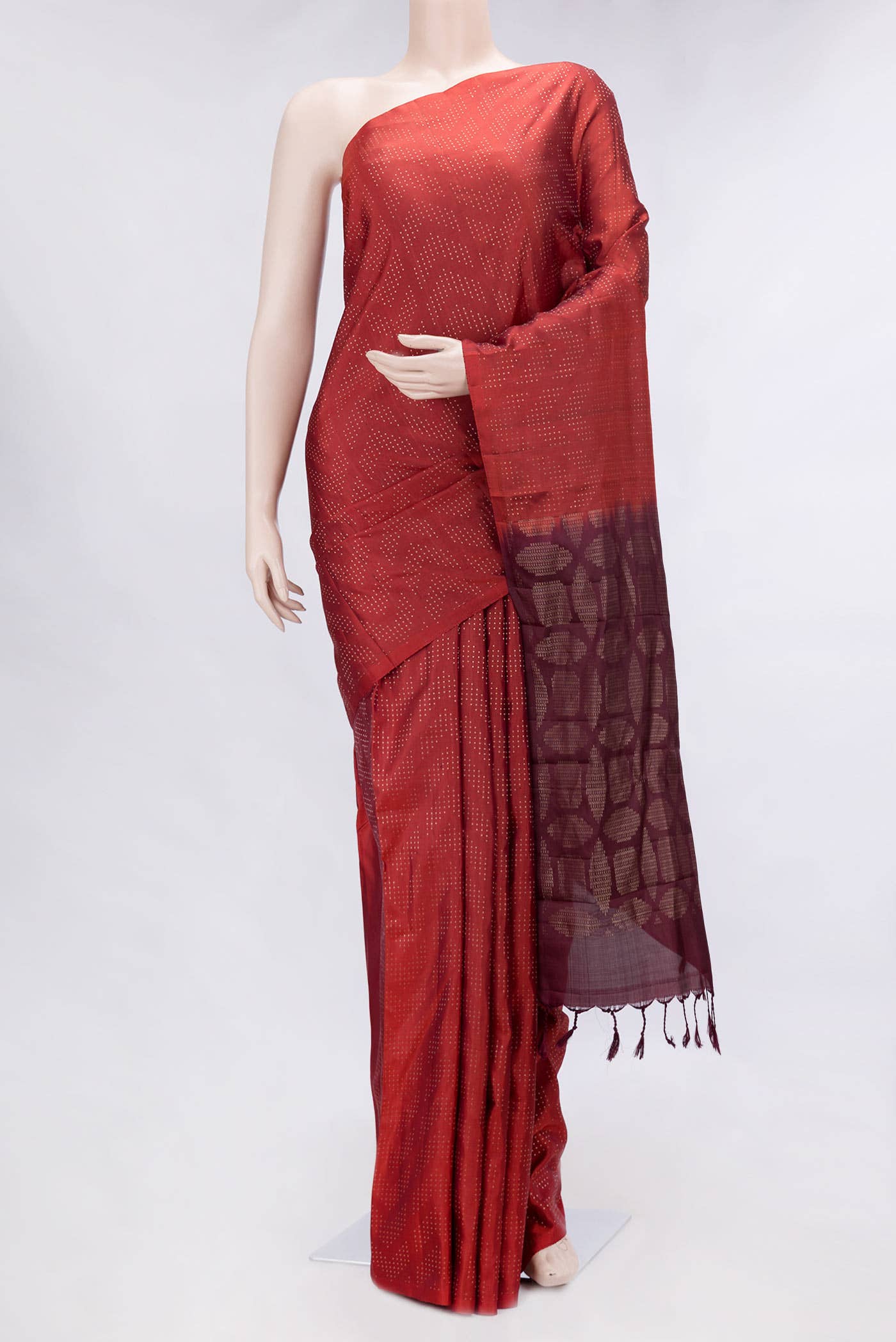 Maroon Dual Tone Soft Silk Saree
