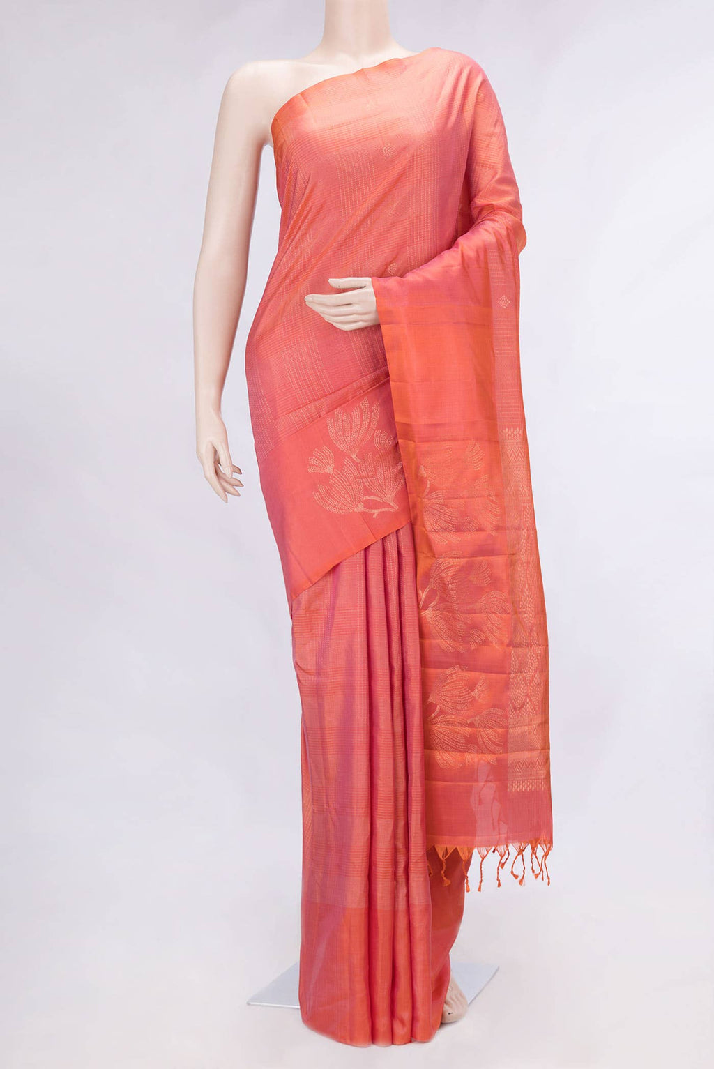 Coral Dual Tone Soft Silk Saree