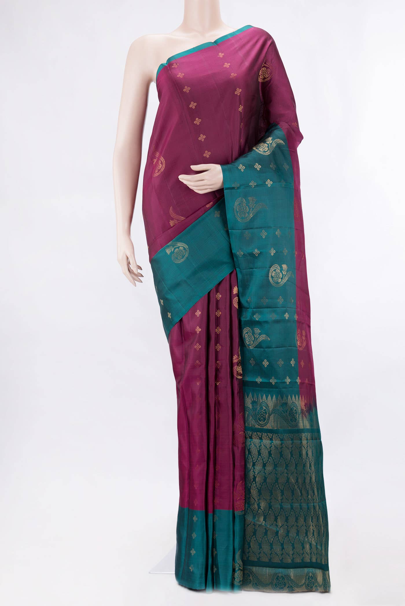 Burgundy Dual Tone Kanchipuram Silk Saree