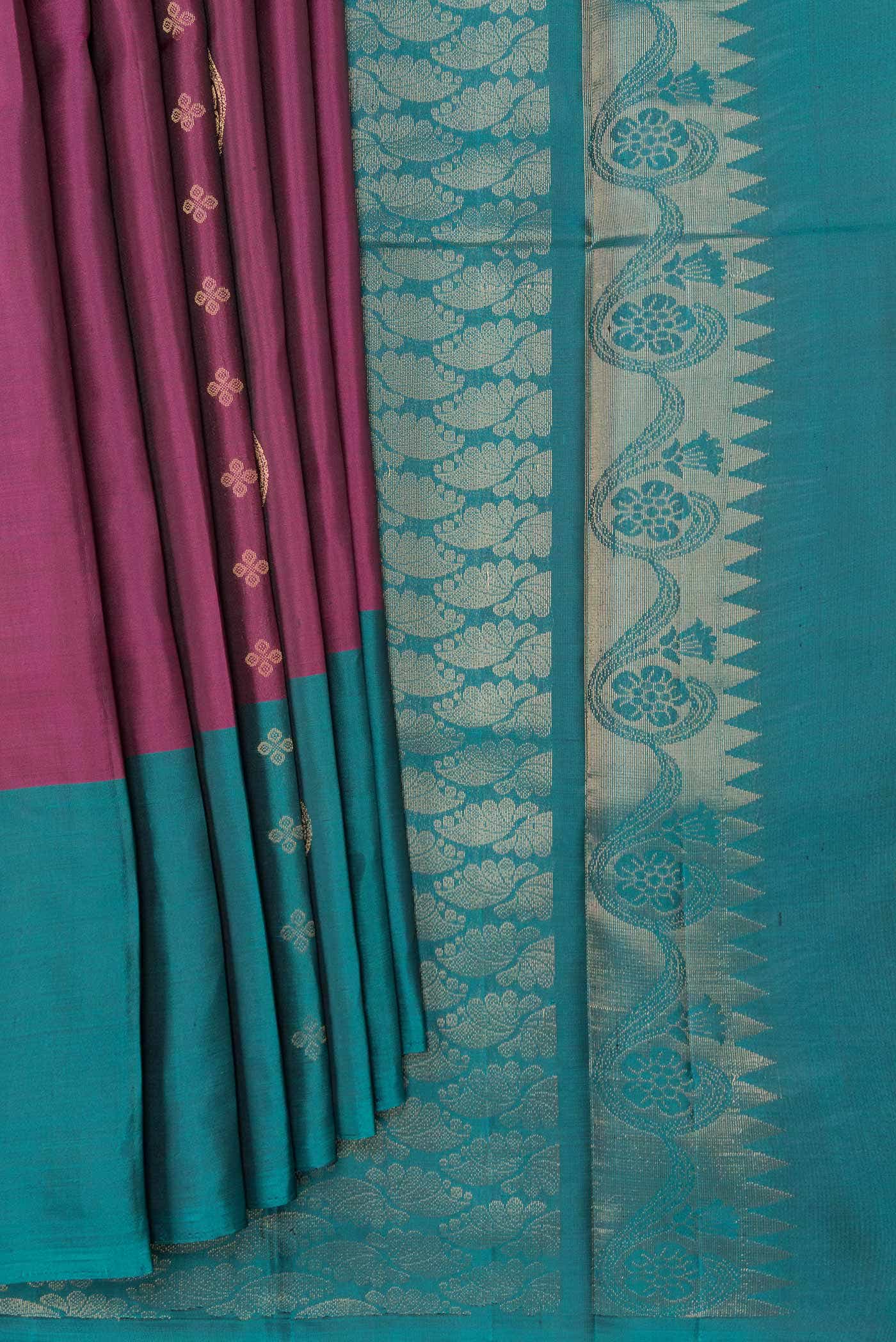 Burgundy Dual Tone Kanchipuram Silk Saree