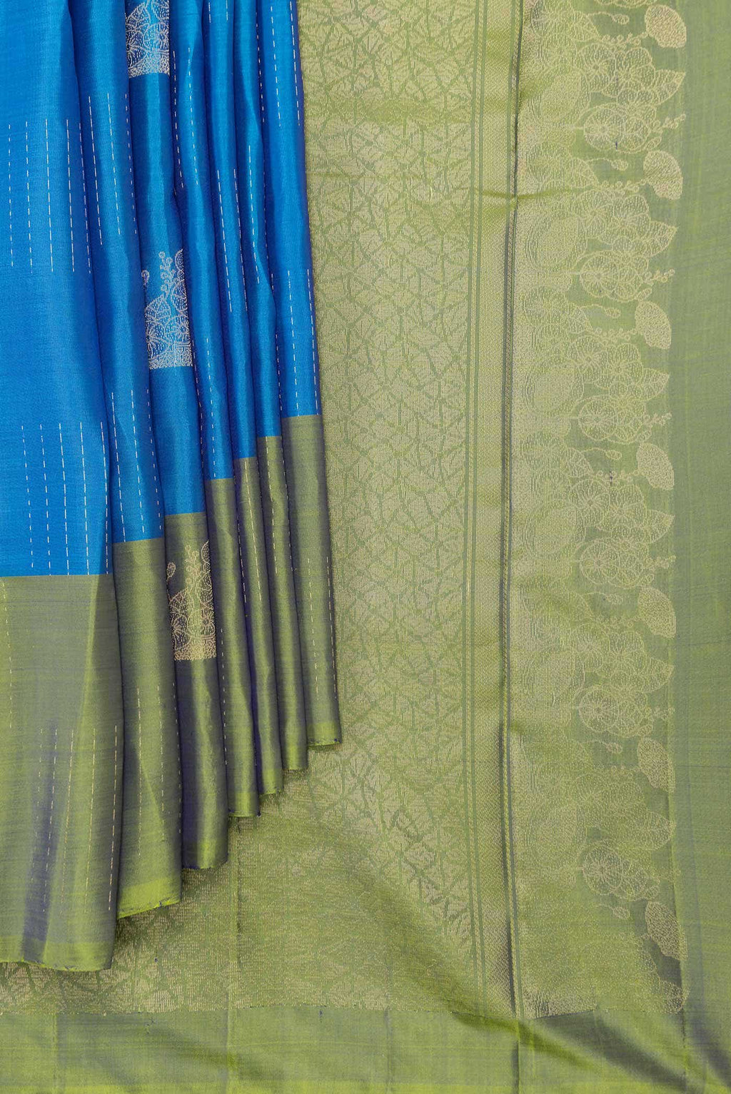 Peacock Blue Dual Tone Kanchipuram Silk Saree