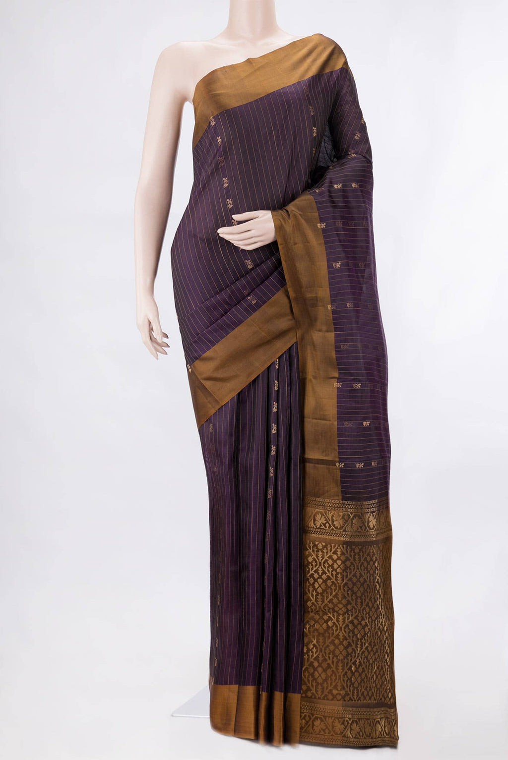 Burgundy Dual Tone Kanchipuram Silk Saree