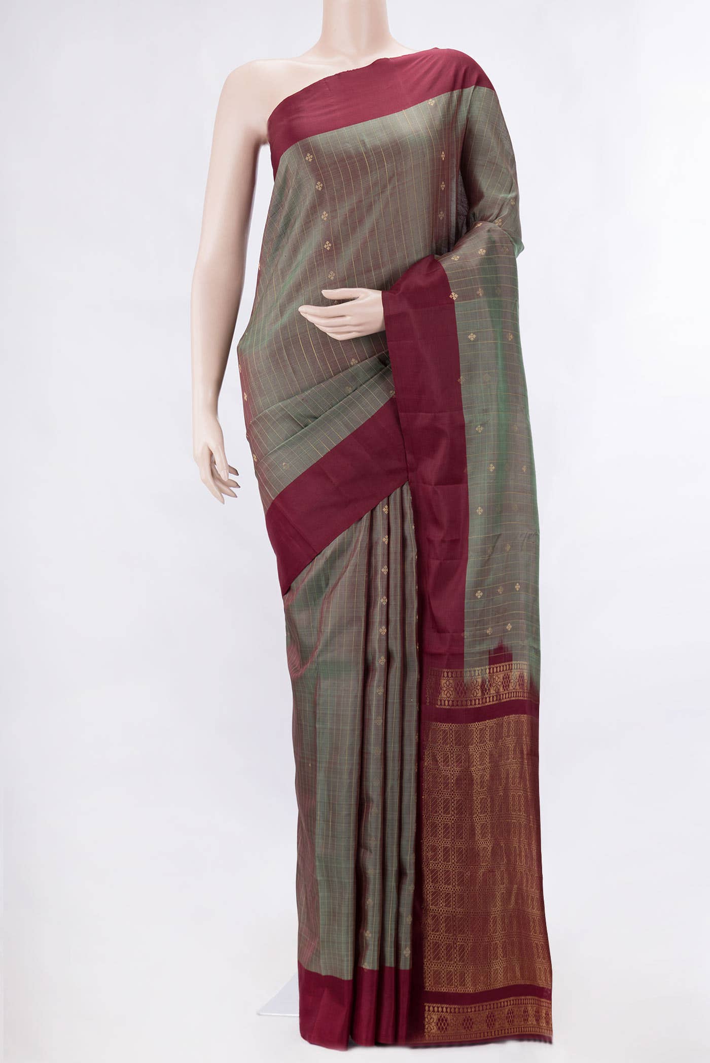 Green Dual Tone Kanchipuram Silk Saree