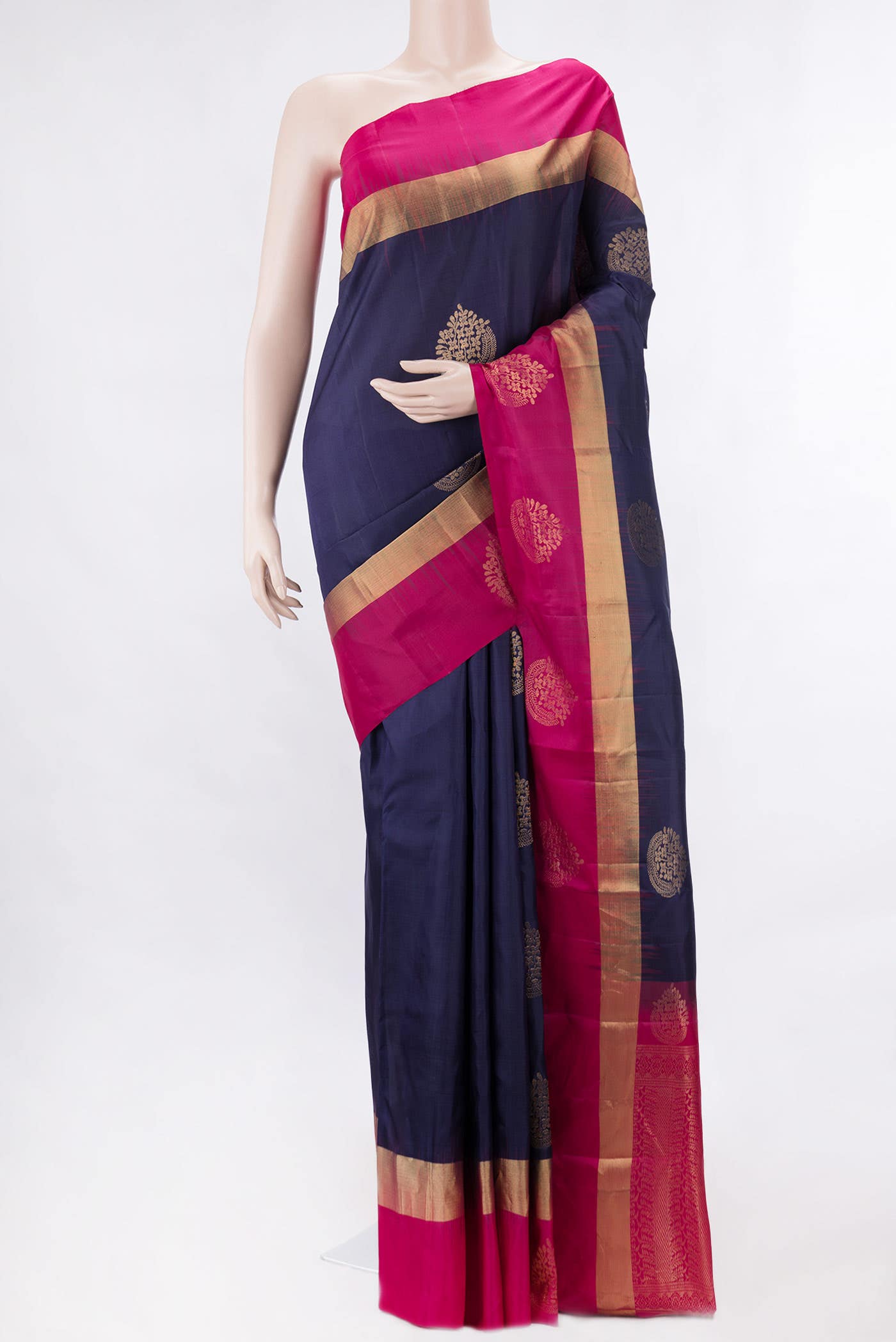 Navy Blue Dual Tone Kanchipuram Silk Saree