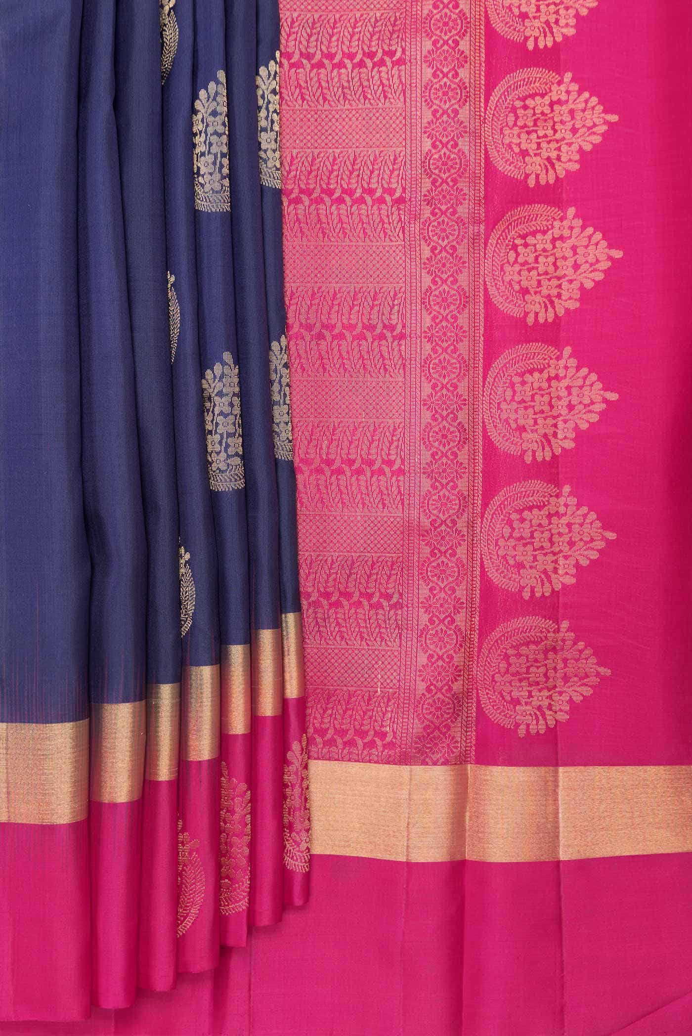 Navy Blue Dual Tone Kanchipuram Silk Saree