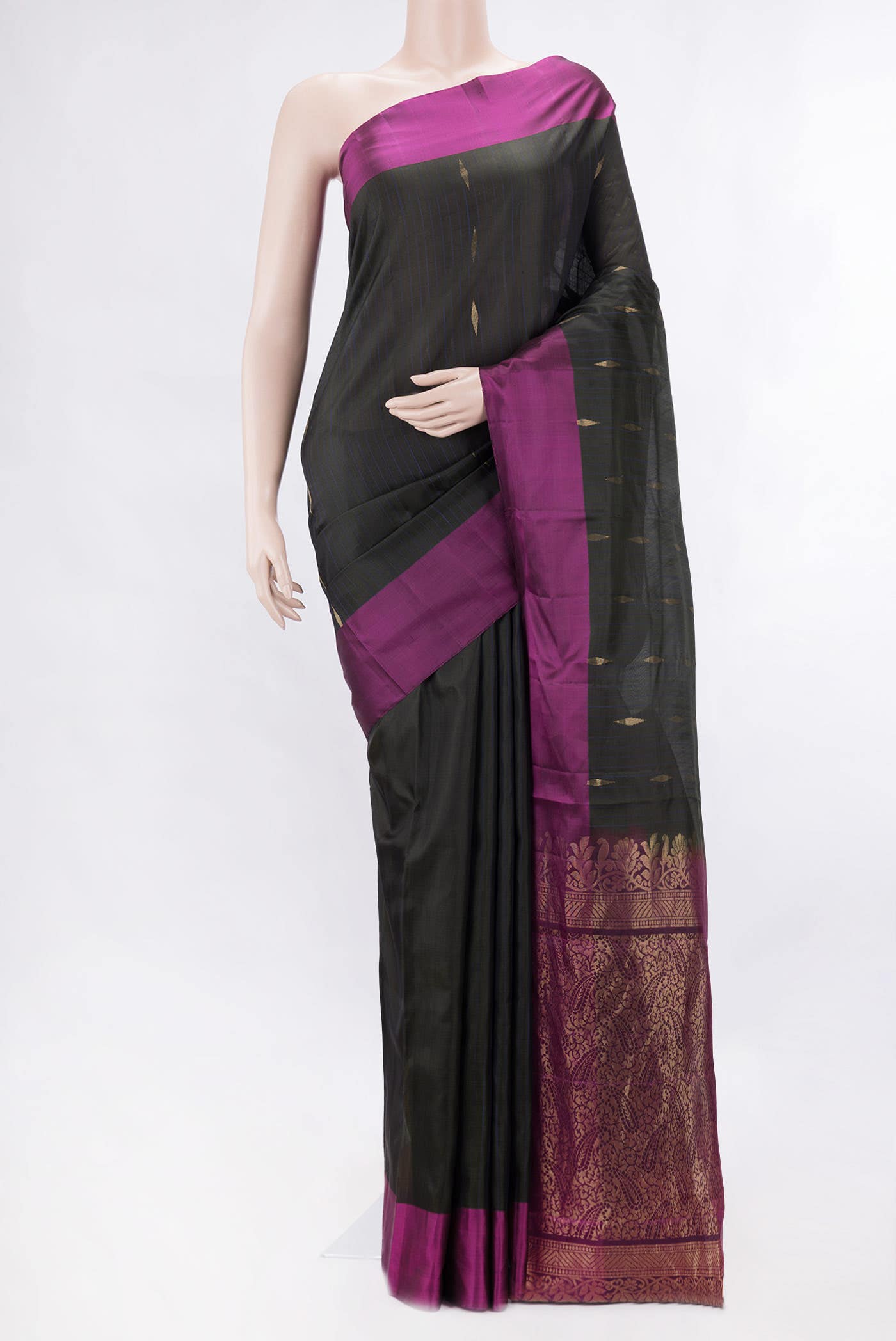 Bottle Green Dual Tone Kanchipuram Silk Saree