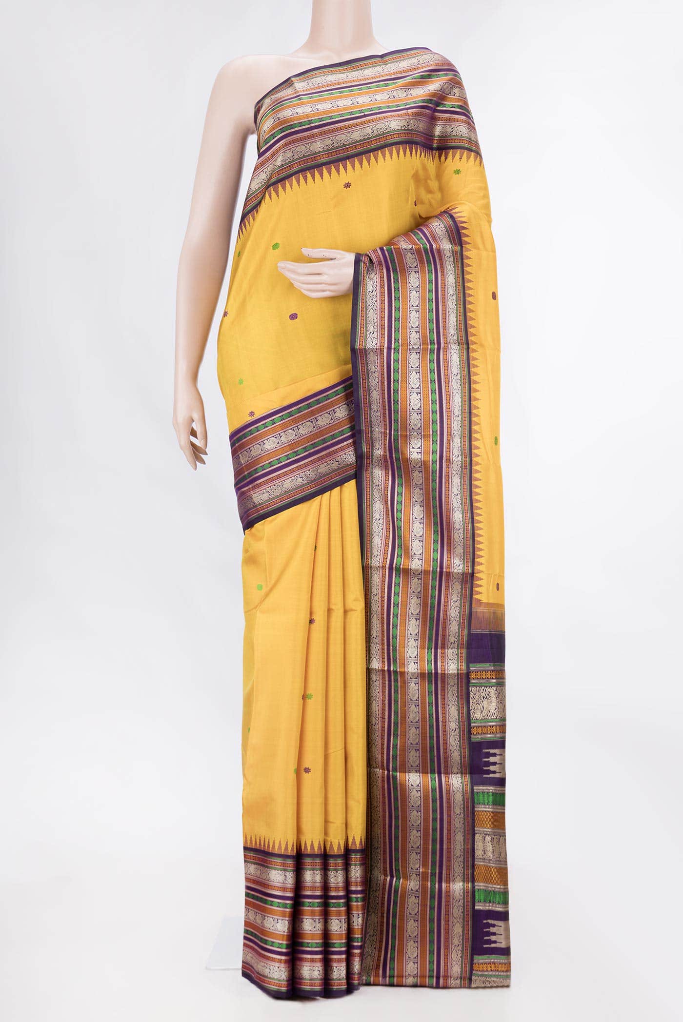 Mustard Dual Tone Kanchipuram Silk Saree