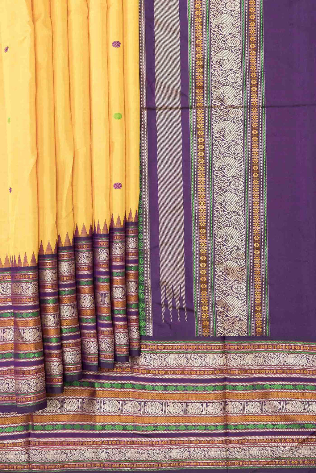 Mustard Dual Tone Kanchipuram Silk Saree