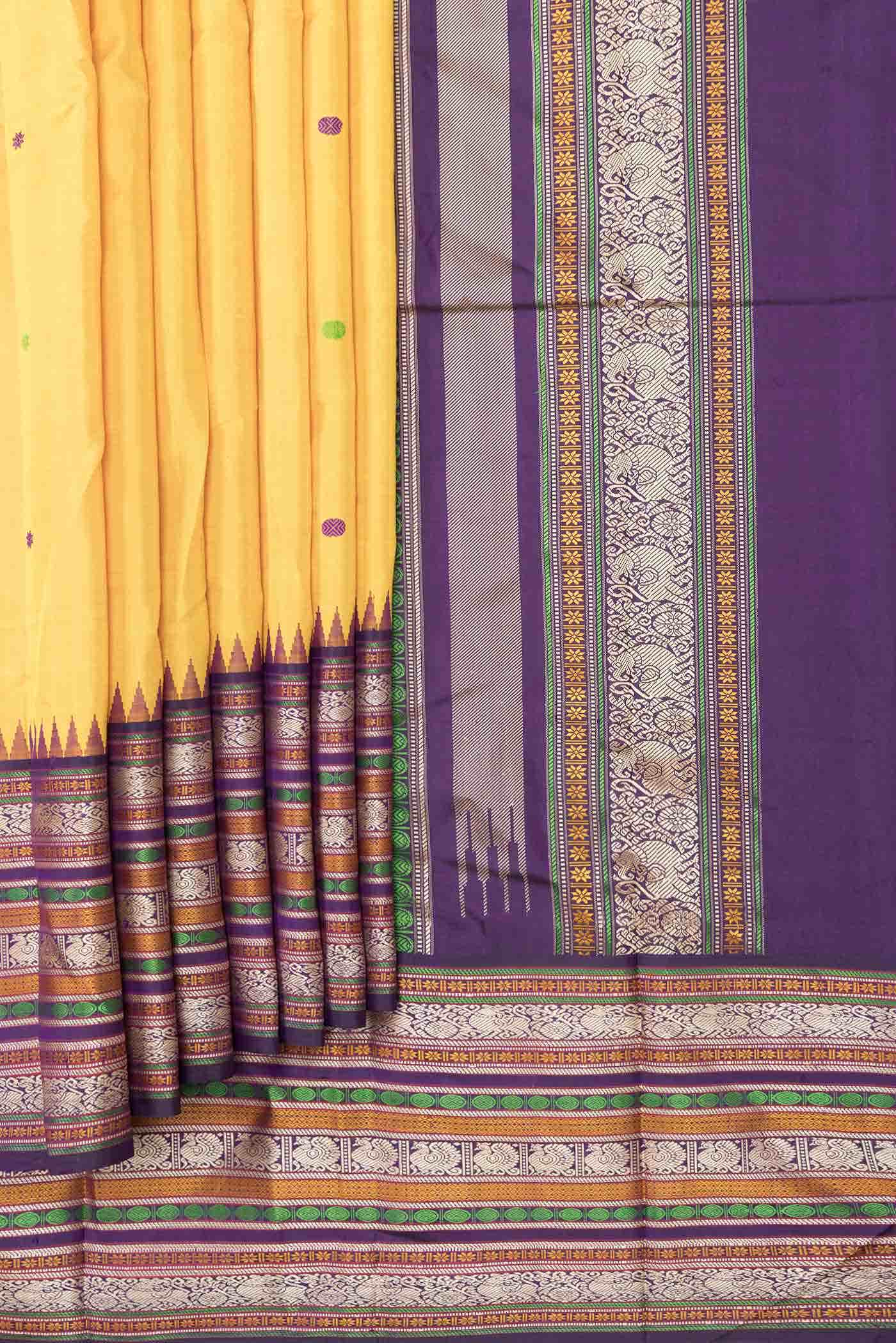 Mustard Dual Tone Kanchipuram Silk Saree