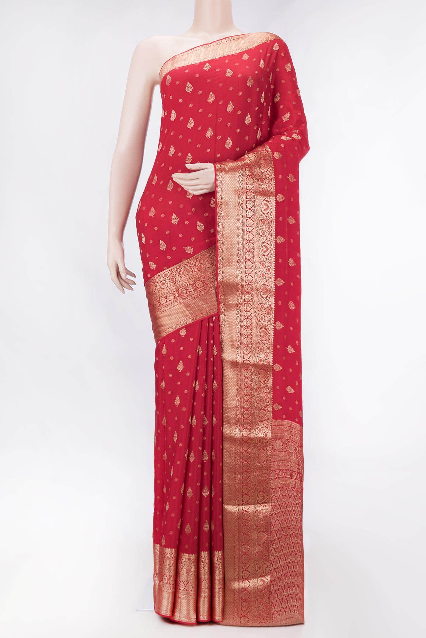 Red Dual Tone Mysore Georgette Saree