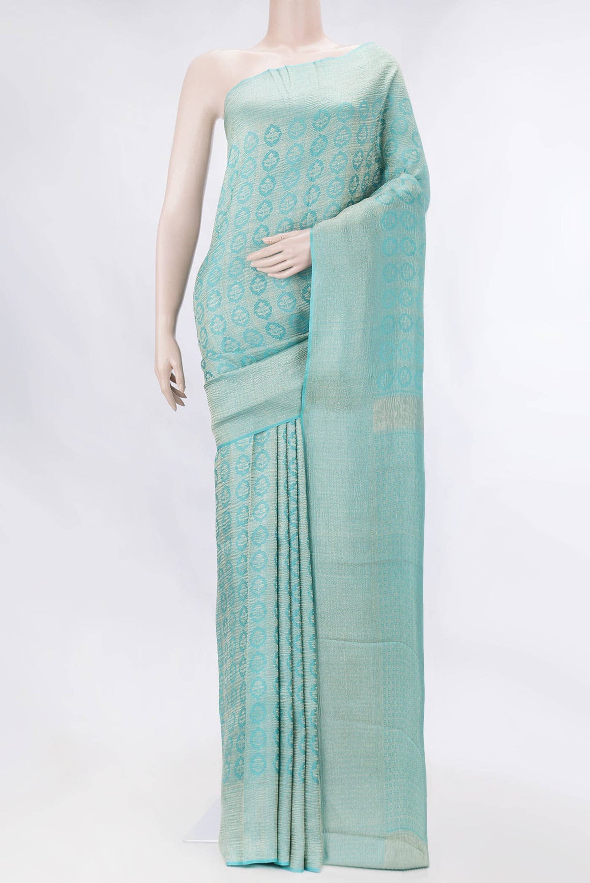 Light Blue Mysore Crepe Saree