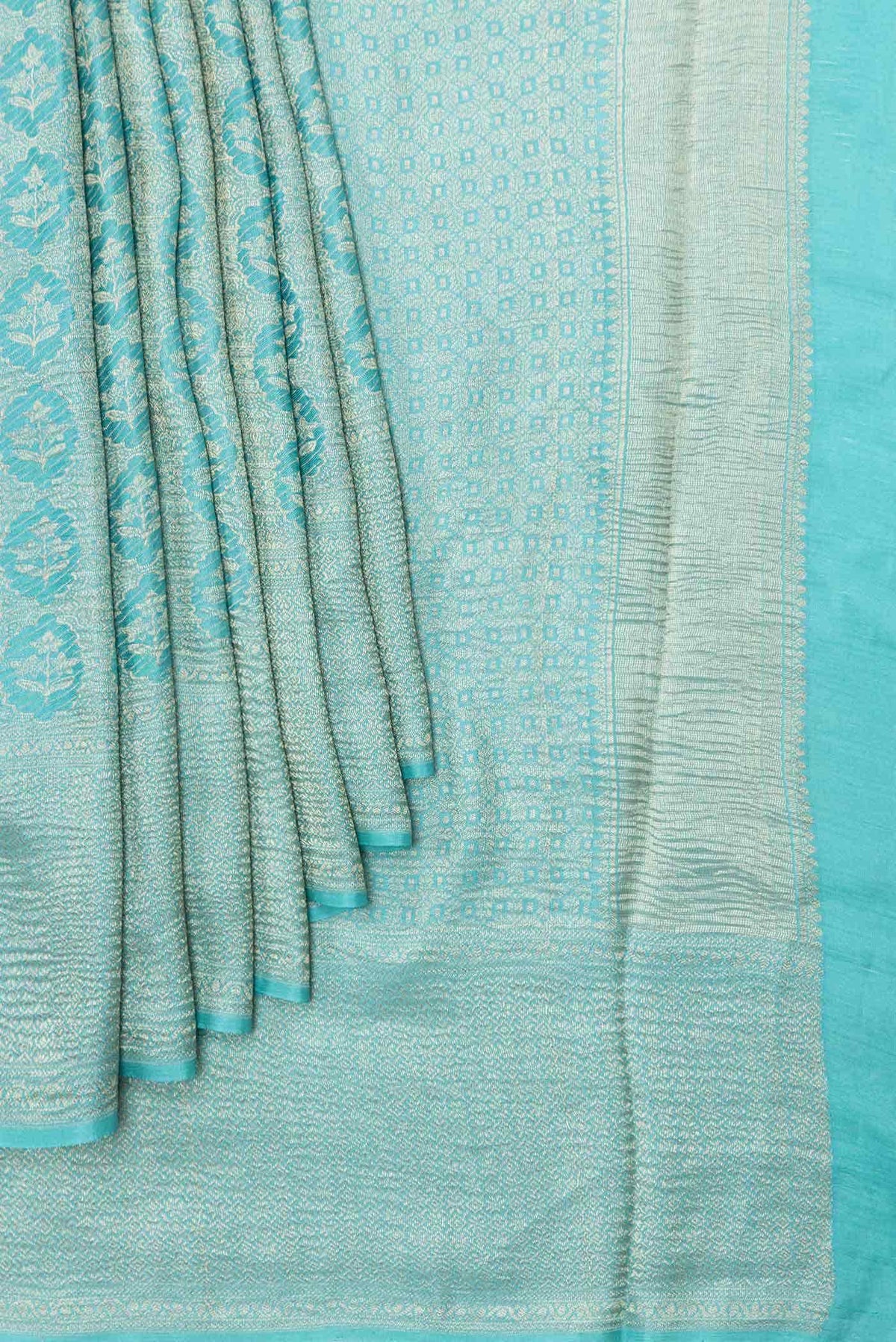 Light Blue Mysore Crepe Saree