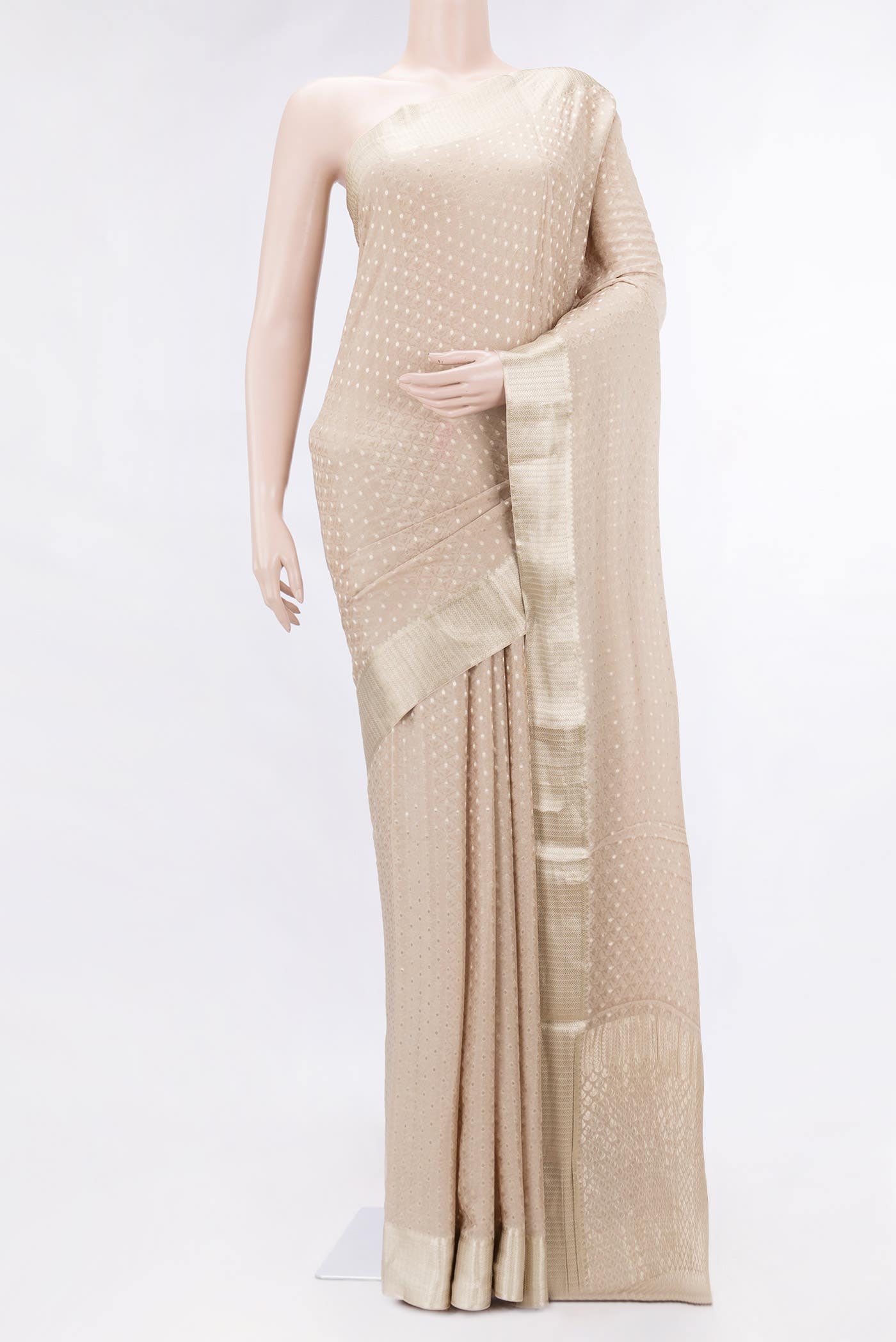 Beige Dual Tone Mysore Georgette Saree