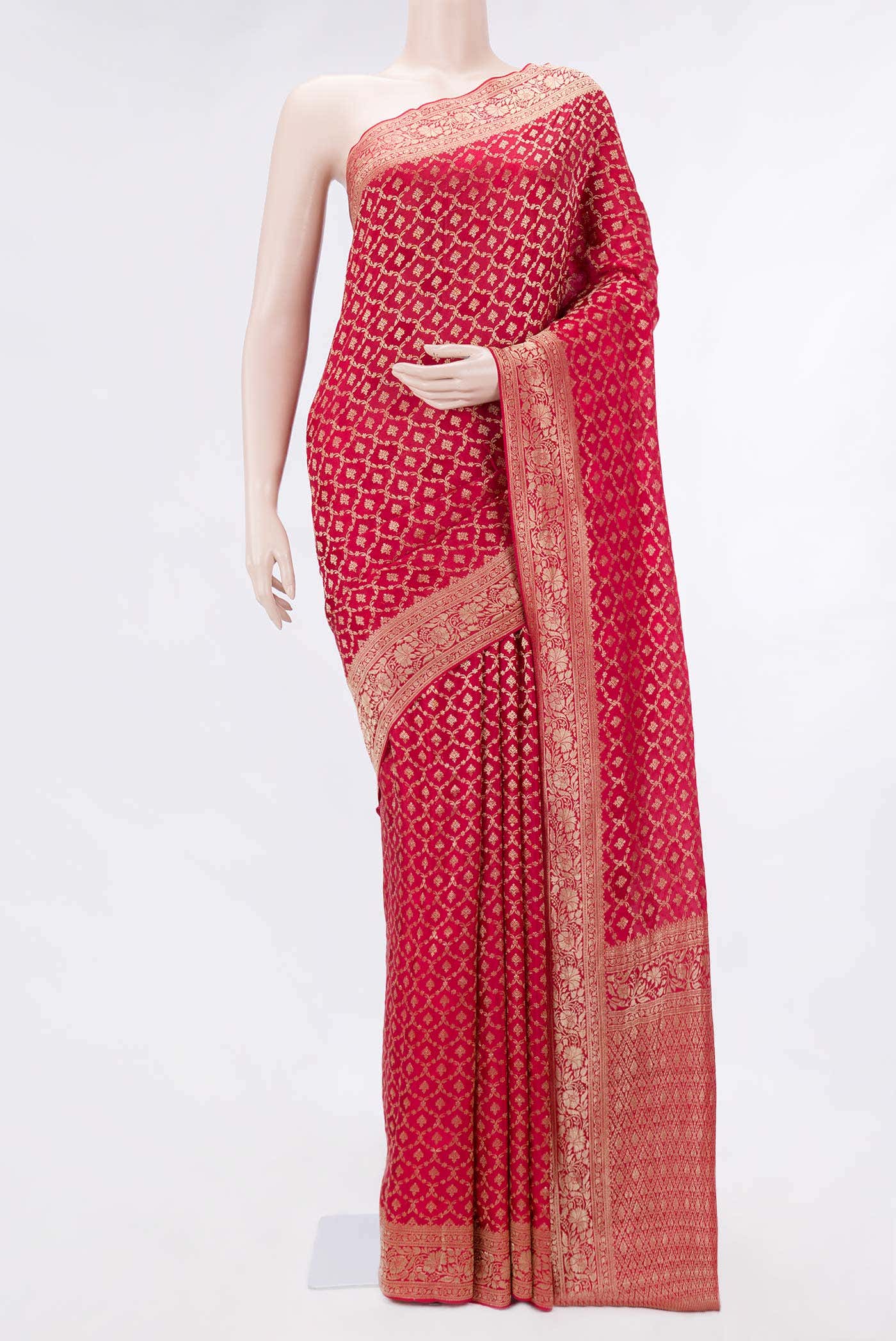 Dark Pink Dual Tone Mysore Georgette Saree
