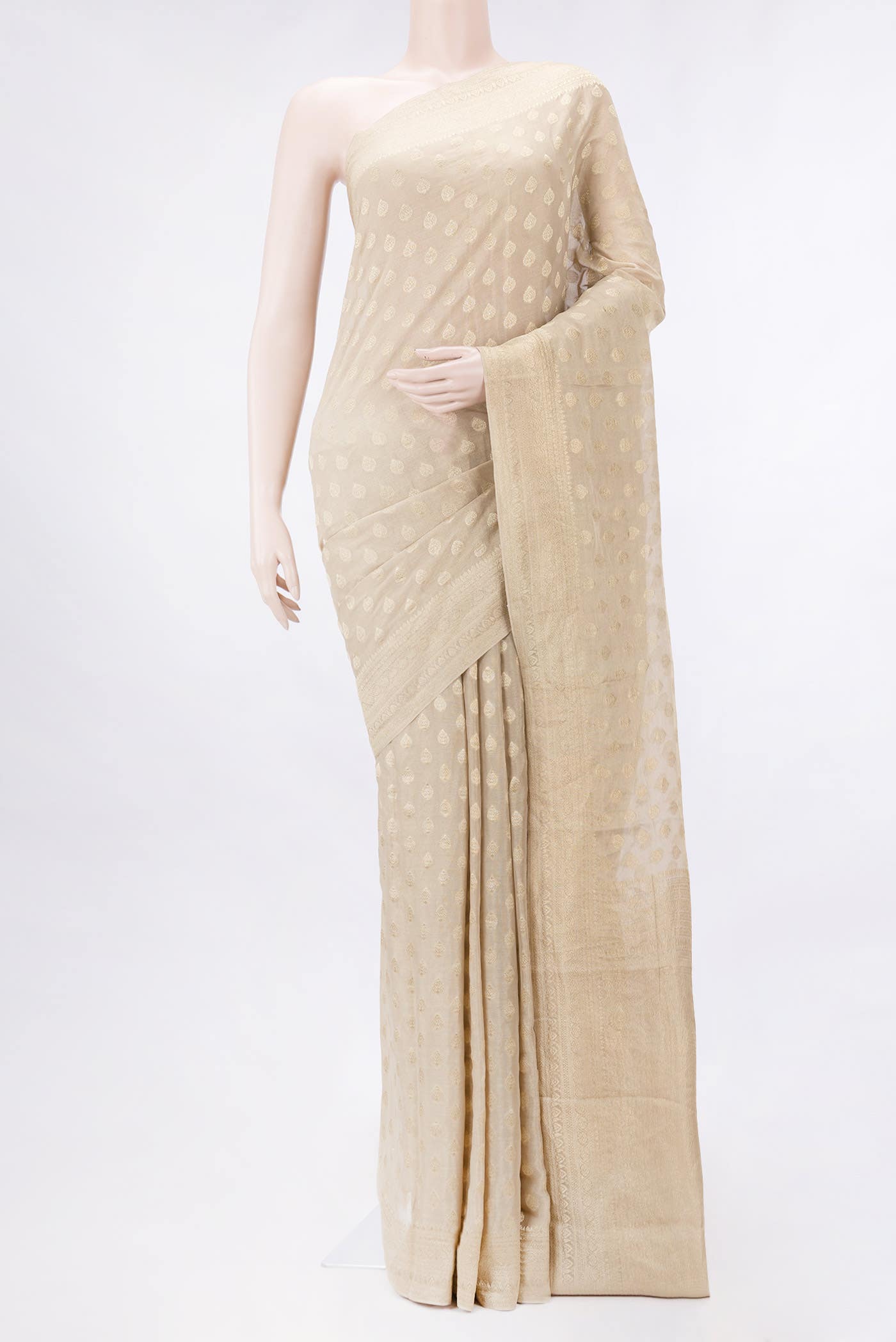 Beige Dual Tone Mysore Georgette Saree