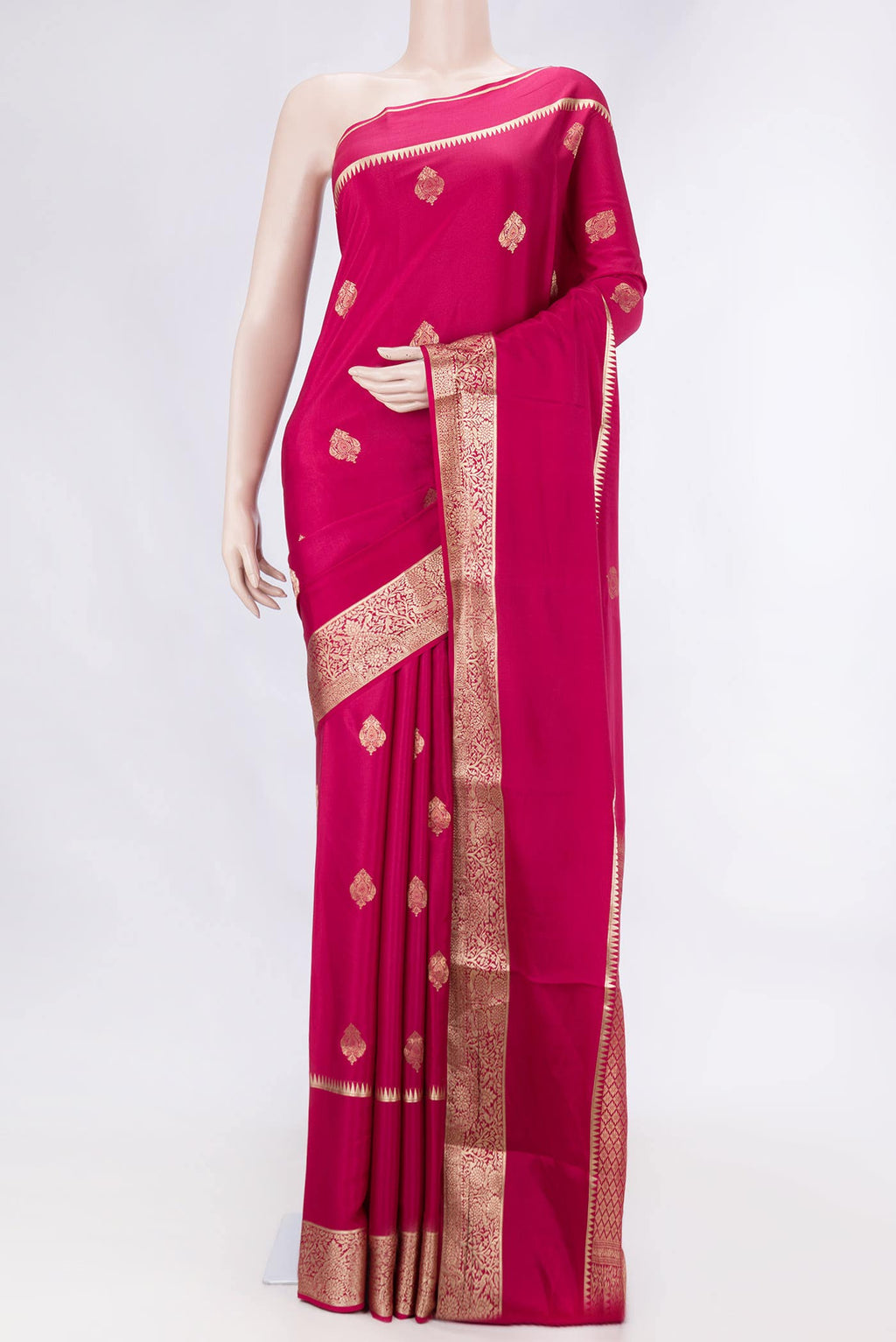 Dark Pink Dual Tone Mysore Crepe Saree