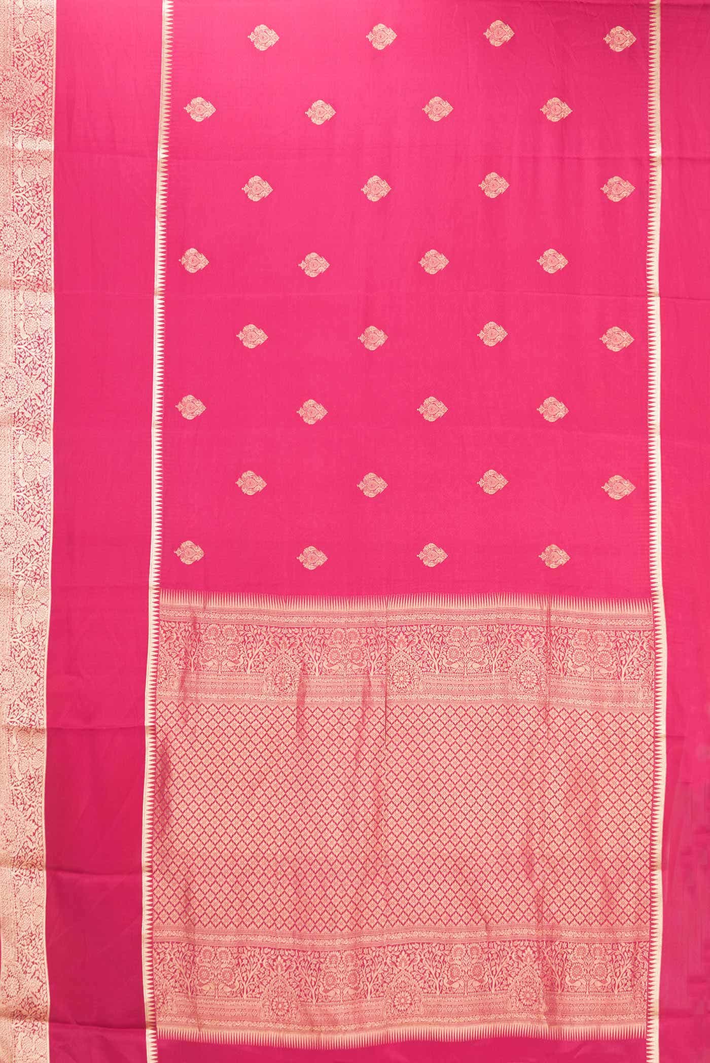 Dark Pink Dual Tone Mysore Crepe Saree