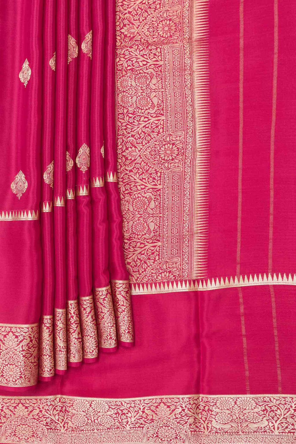 Dark Pink Dual Tone Mysore Crepe Saree