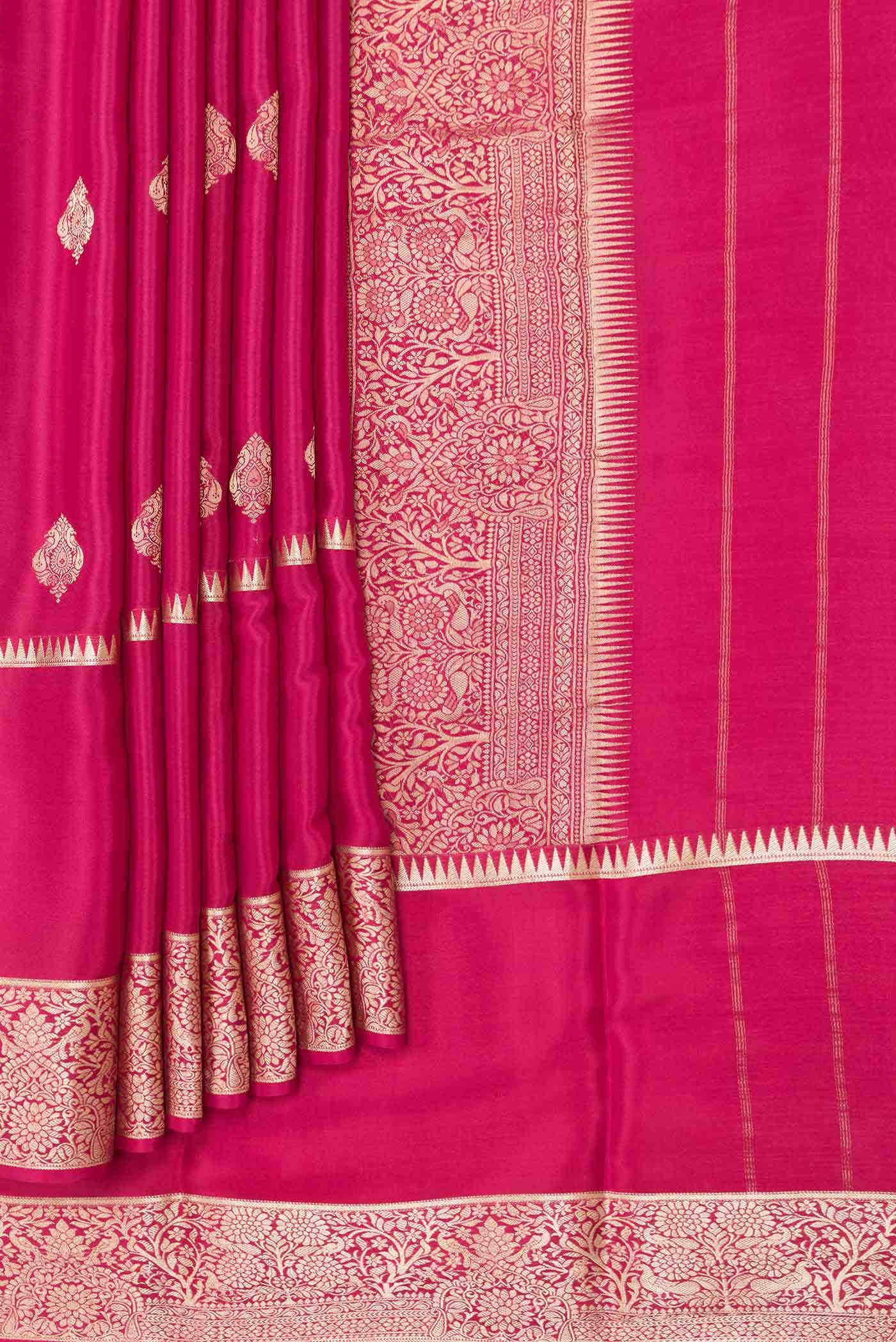 Dark Pink Dual Tone Mysore Crepe Saree