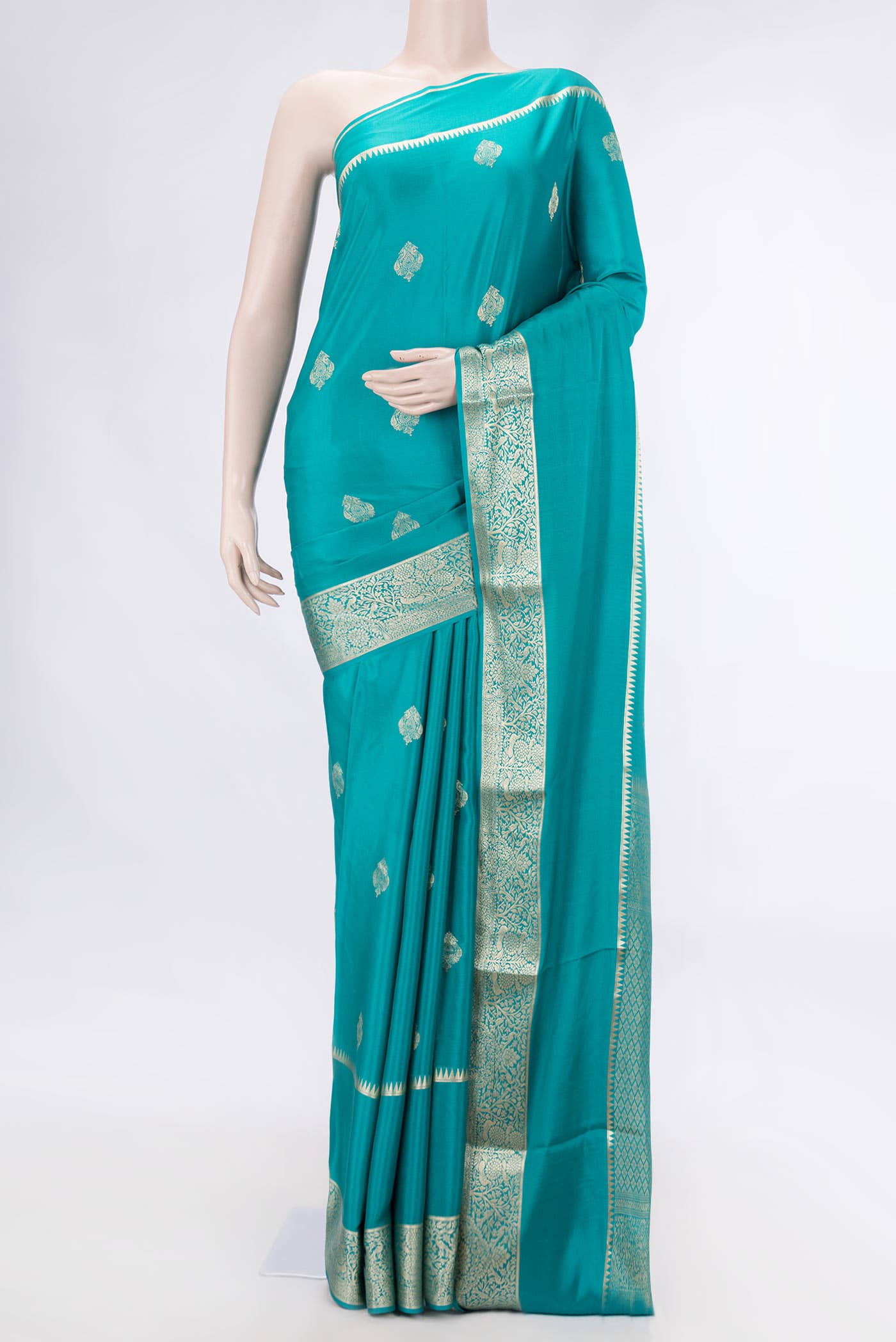 Green Dual Tone Mysore Crepe Saree