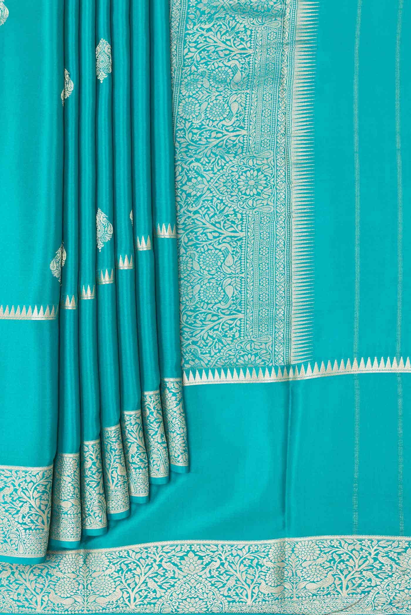 Green Dual Tone Mysore Crepe Saree