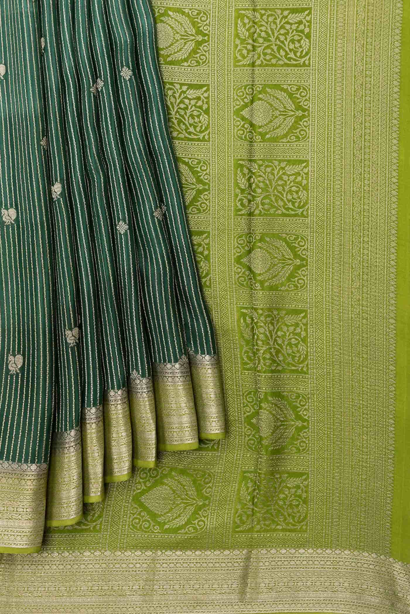 Green Dual Tone Mysore Crepe Saree