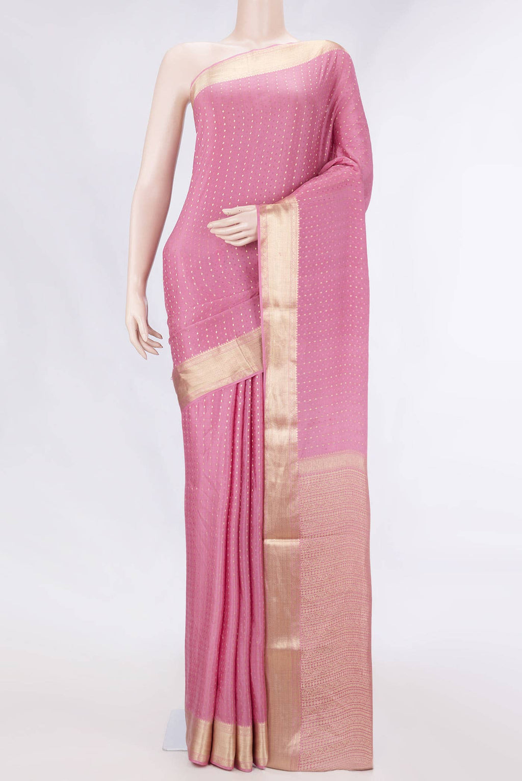 Pink Dual Tone Mysore Crepe Saree