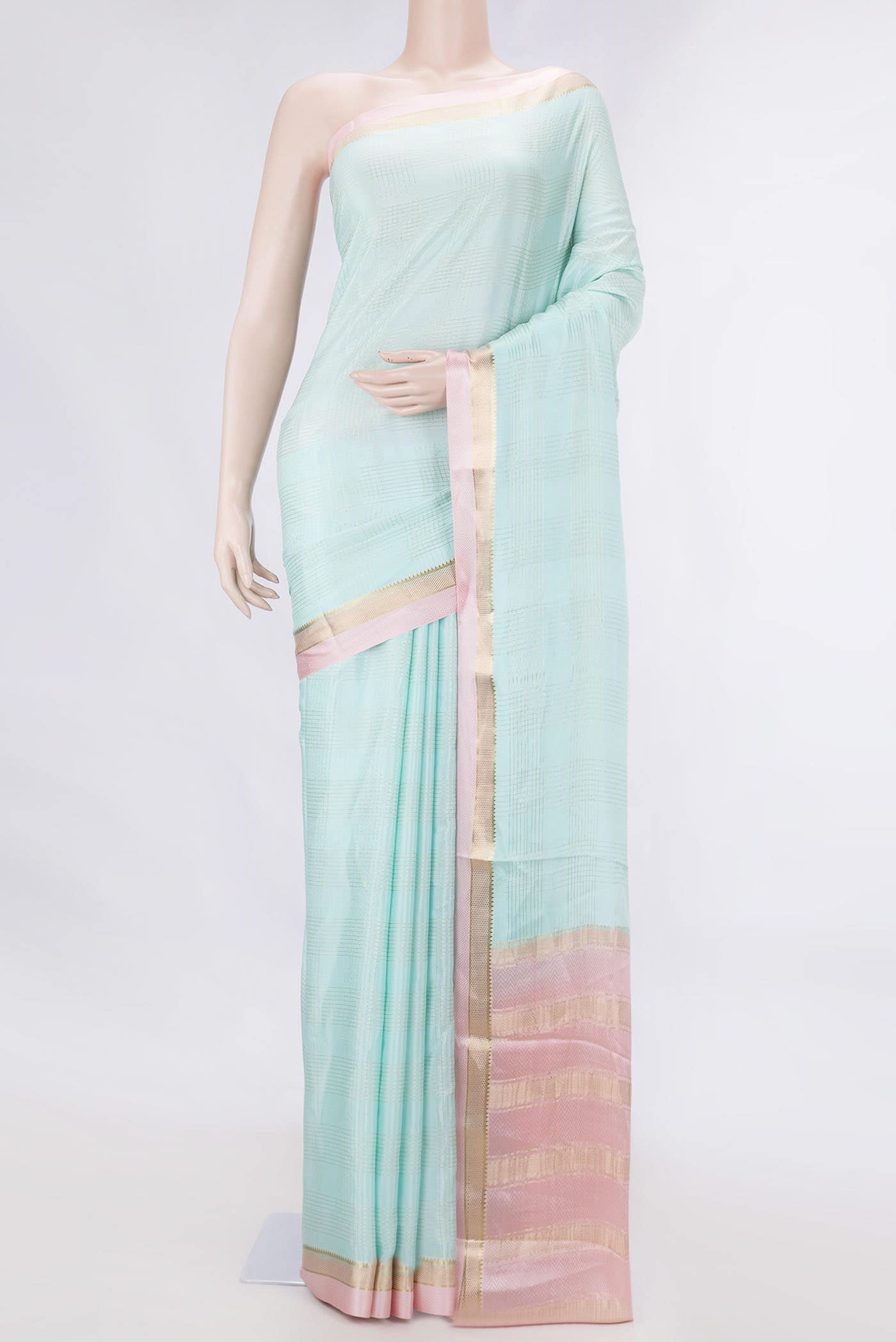 Light Blue Dual Tone Mysore Crepe Saree