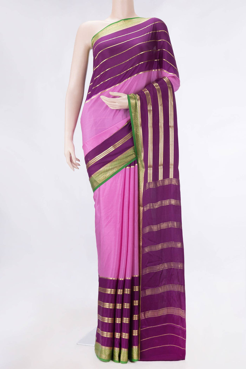 Pink Dual Tone Mysore Crepe Saree