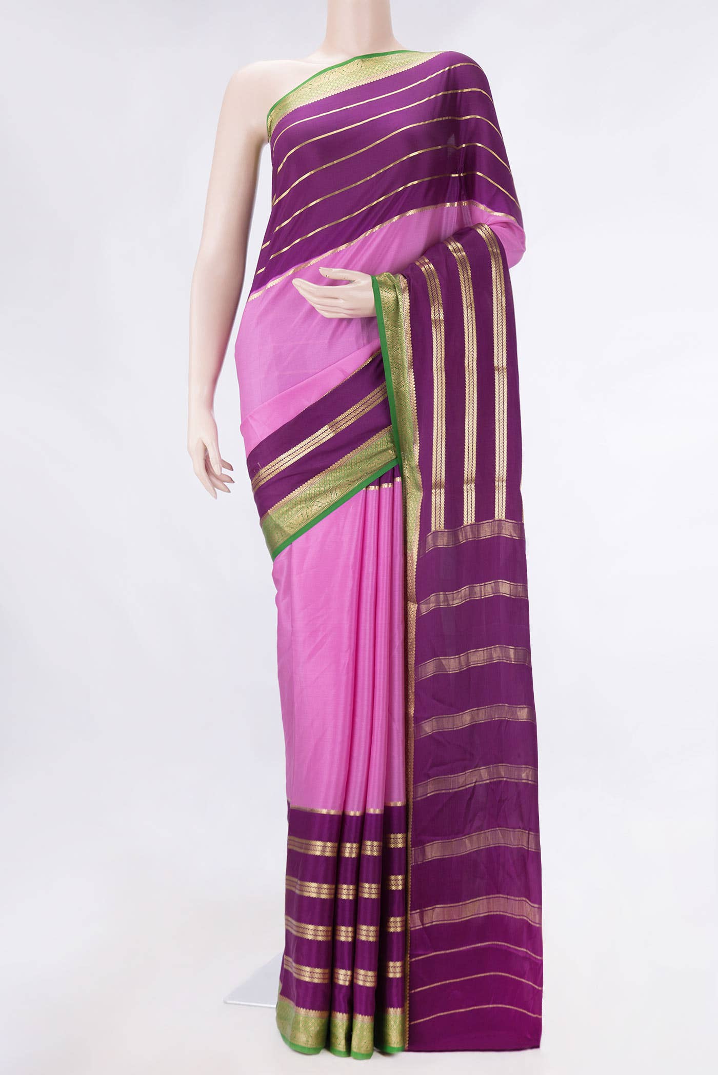 Pink Dual Tone Mysore Crepe Saree