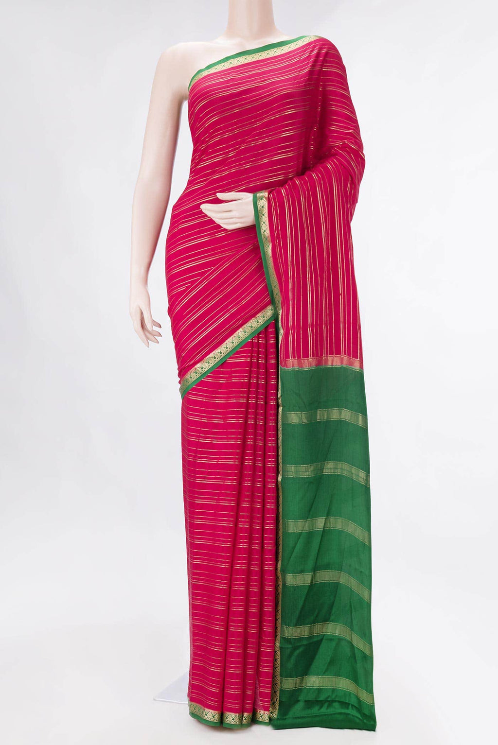 Dark Pink Dual Tone Mysore Crepe Saree