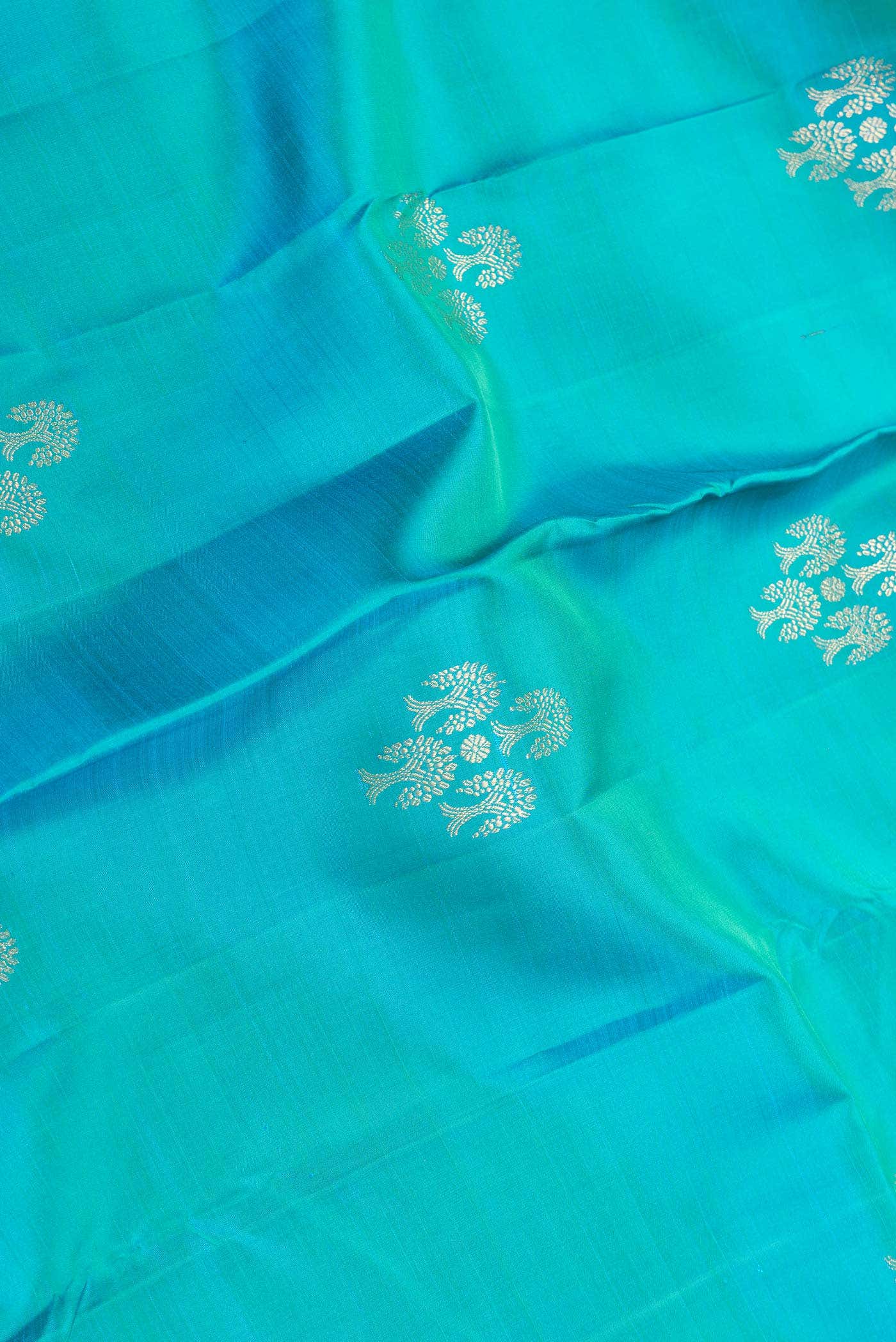 Peacock Blue Dual Tone Kanchipuram Silk Saree