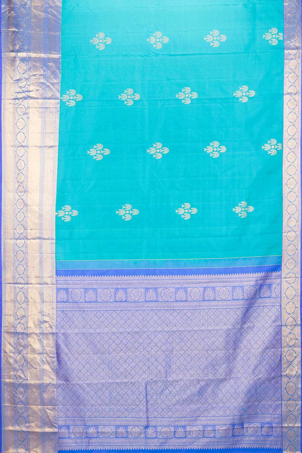 Peacock Blue Dual Tone Kanchipuram Silk Saree
