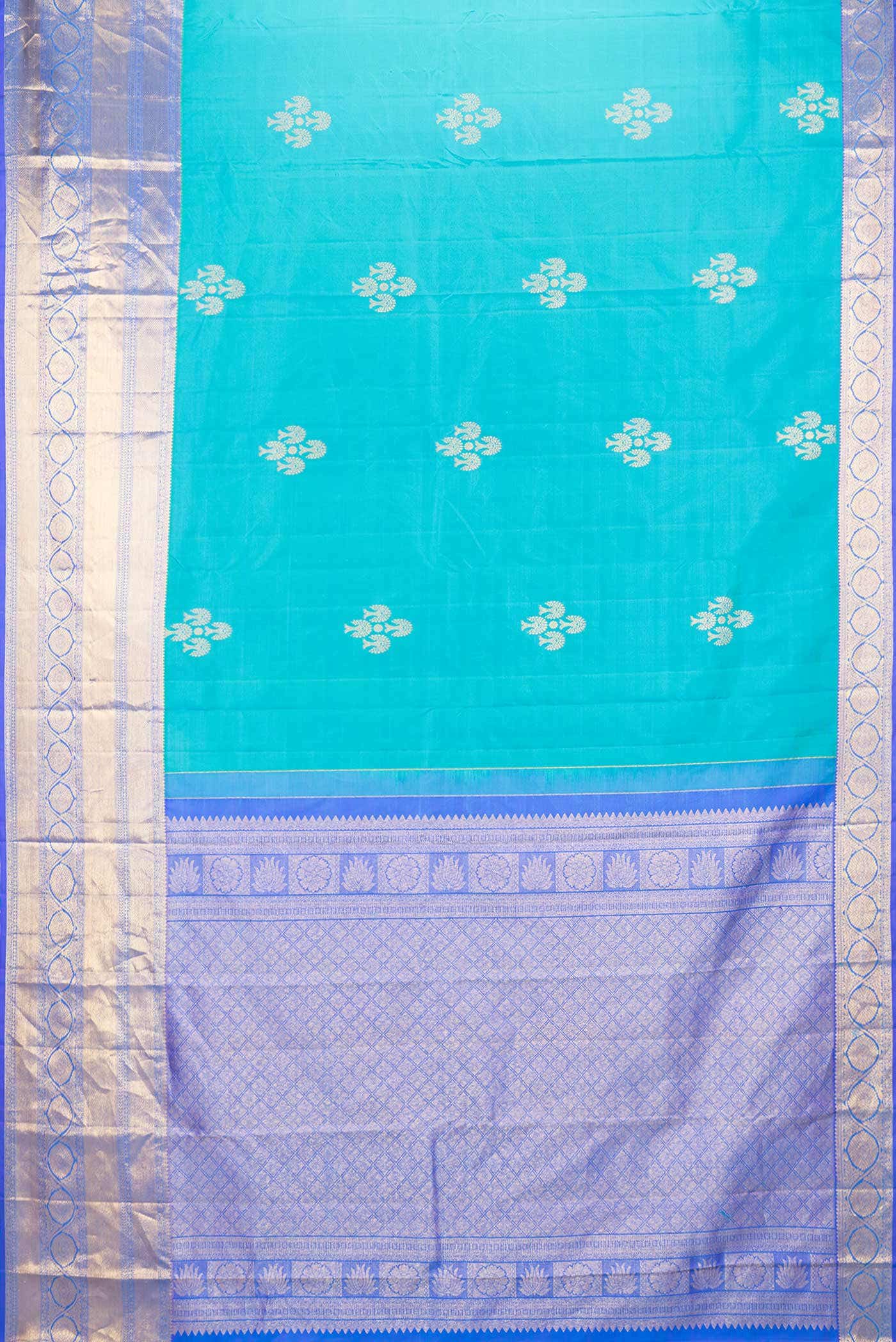 Peacock Blue Dual Tone Kanchipuram Silk Saree